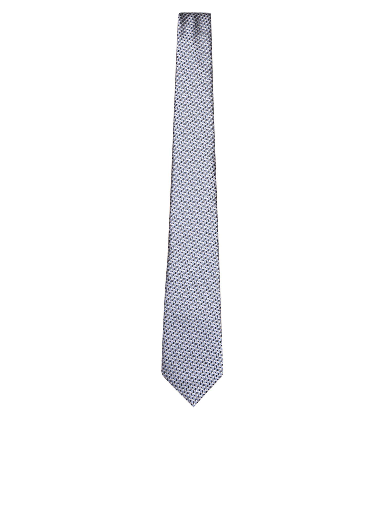 Blue And White Geometric Tie