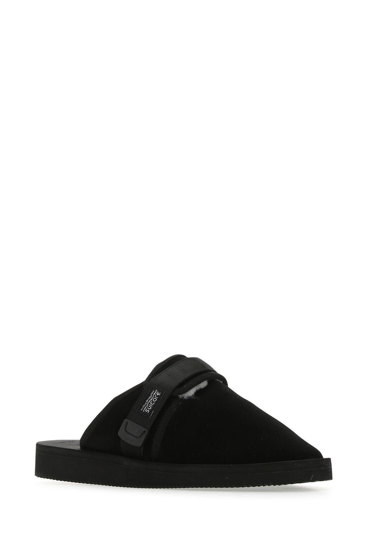 Black Suede Zavo Slippers