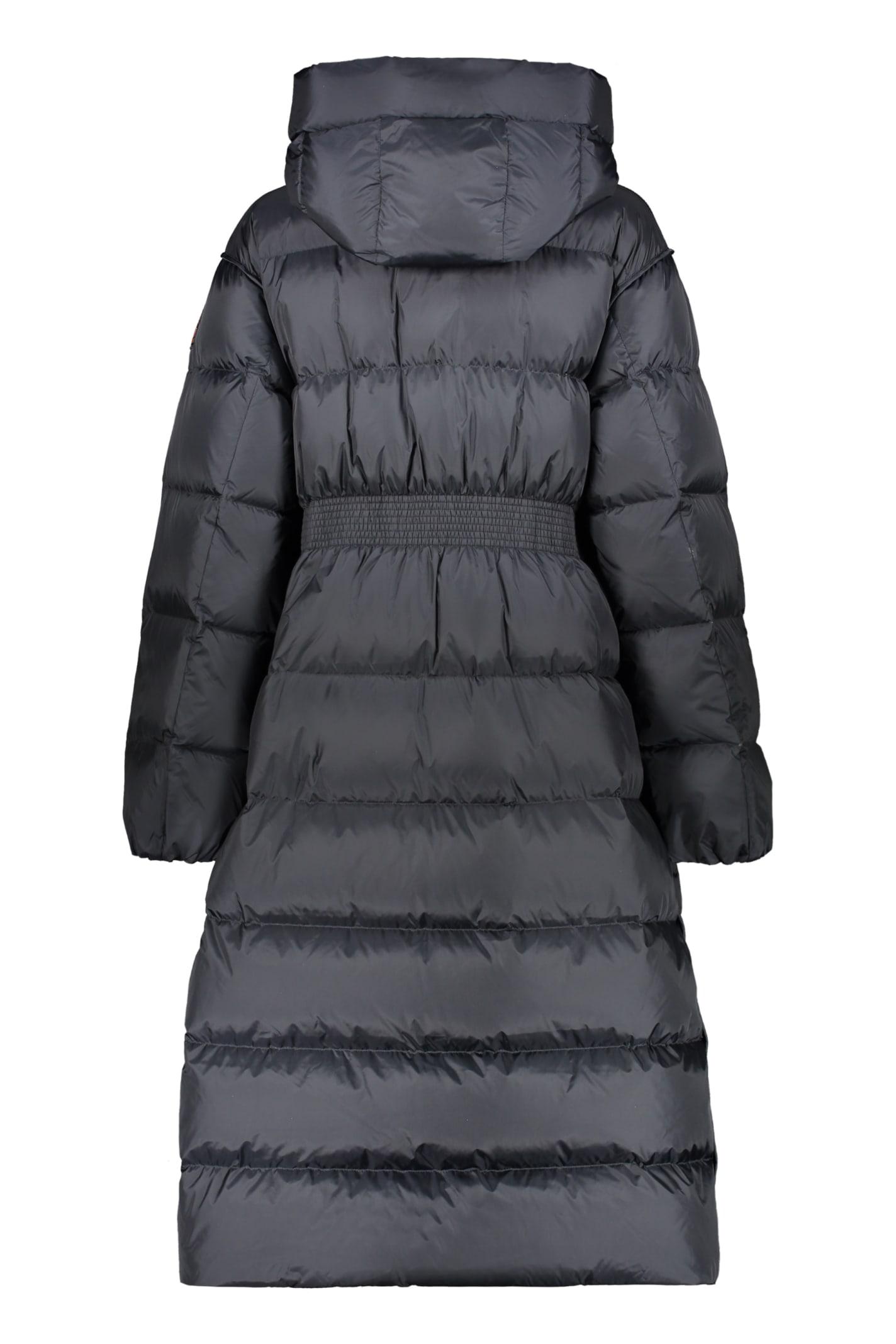 Deborah Reverso Long Hooded Down Jacket