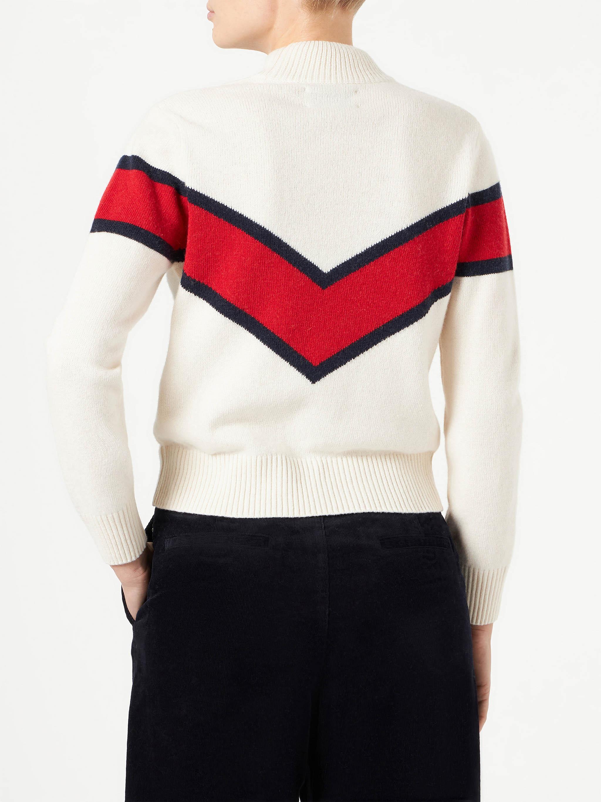 Woman Half-turtleneck Sweater With Apres Ski Queen Embroidery