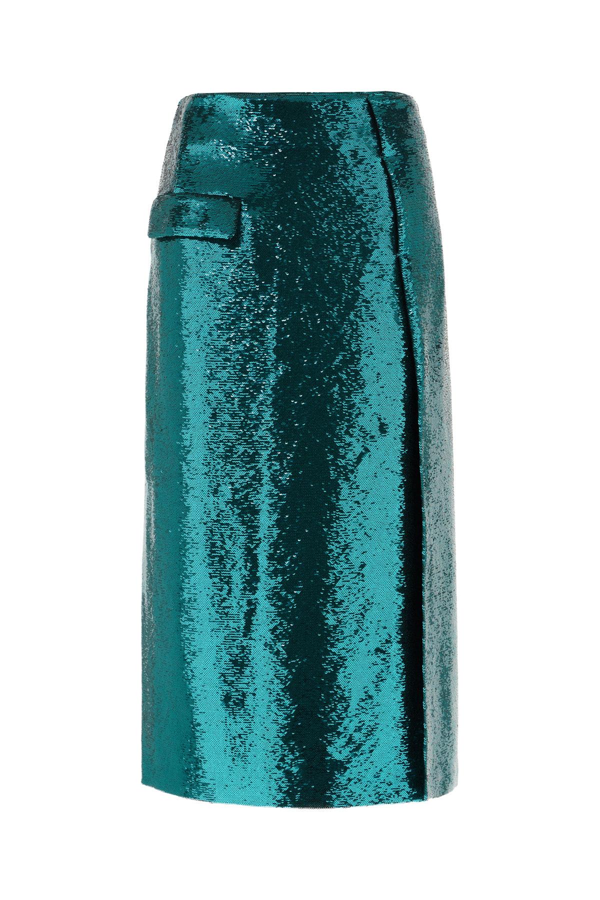 Teal Green Polyester Skirt