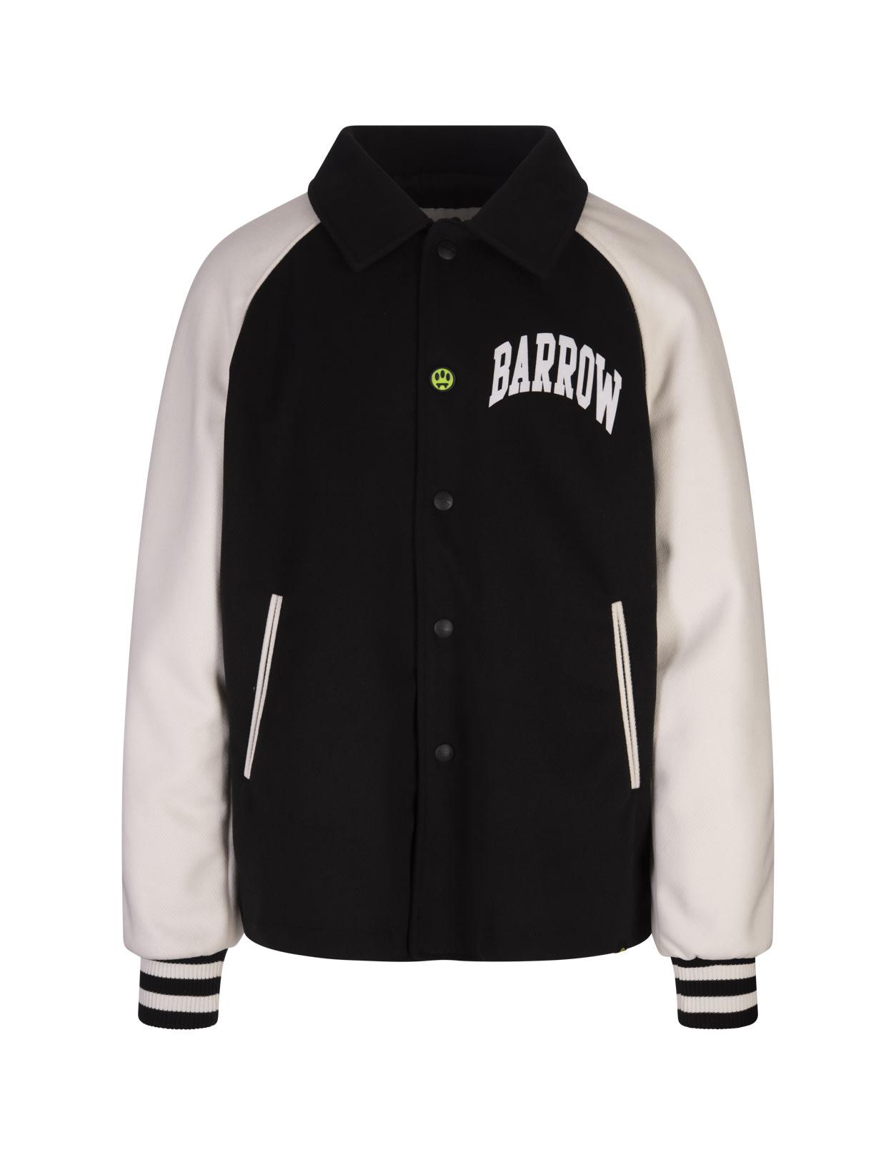 Black And White Bomber Jacket With Smile And Logo Lettering