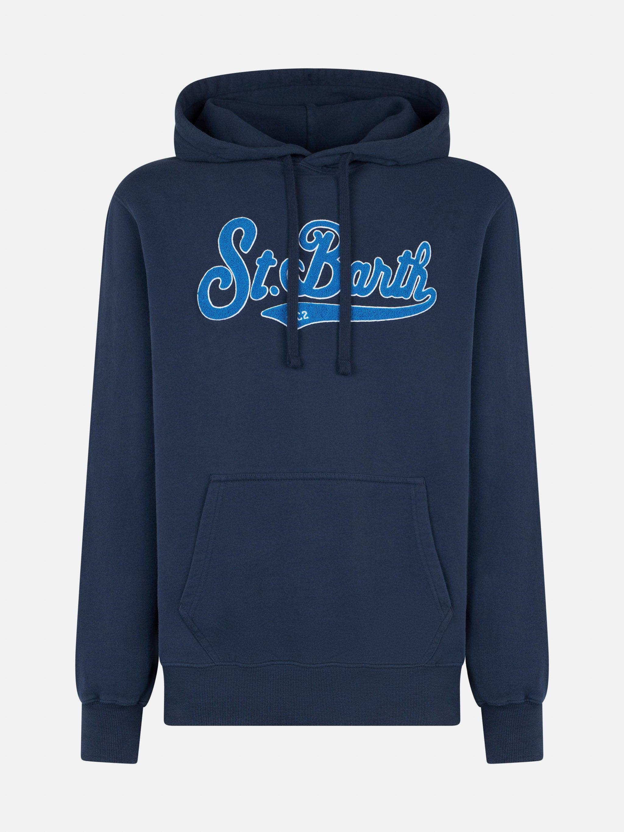 Man Blue Hoodie With St. Barth Terry Patch