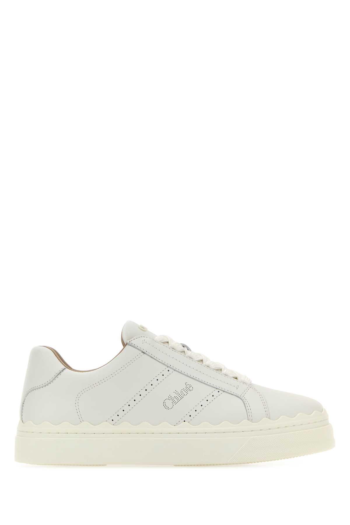 Chloe Woman White Leather Lauren Sneakers