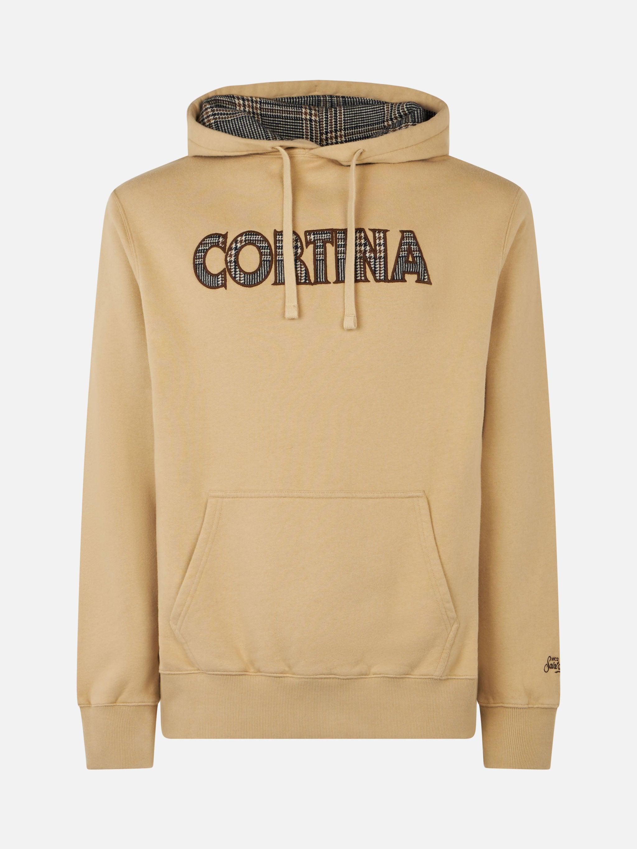 Man Beige Hoodie With Cortina Patch