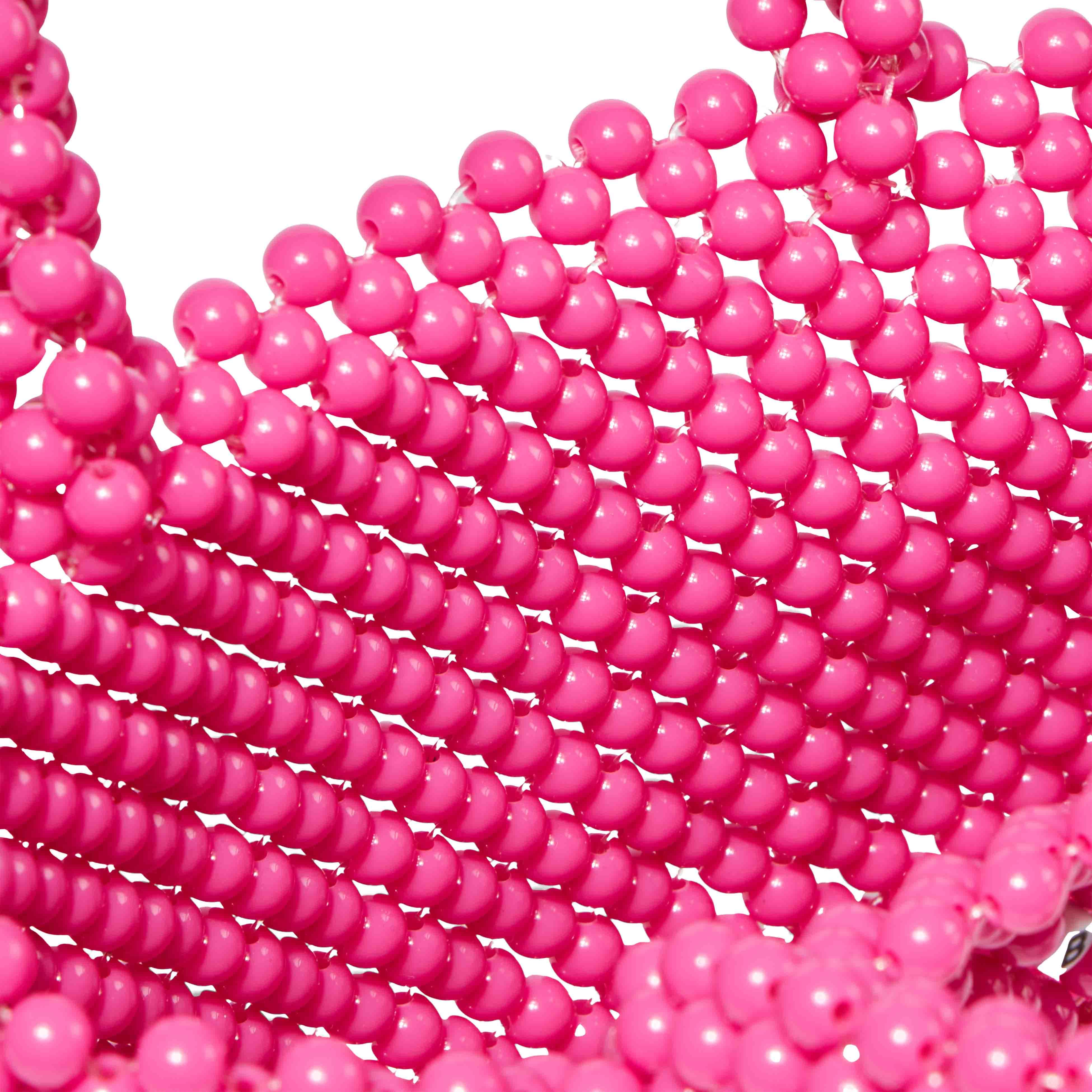 Beaded Pink Handbag With Green Heart