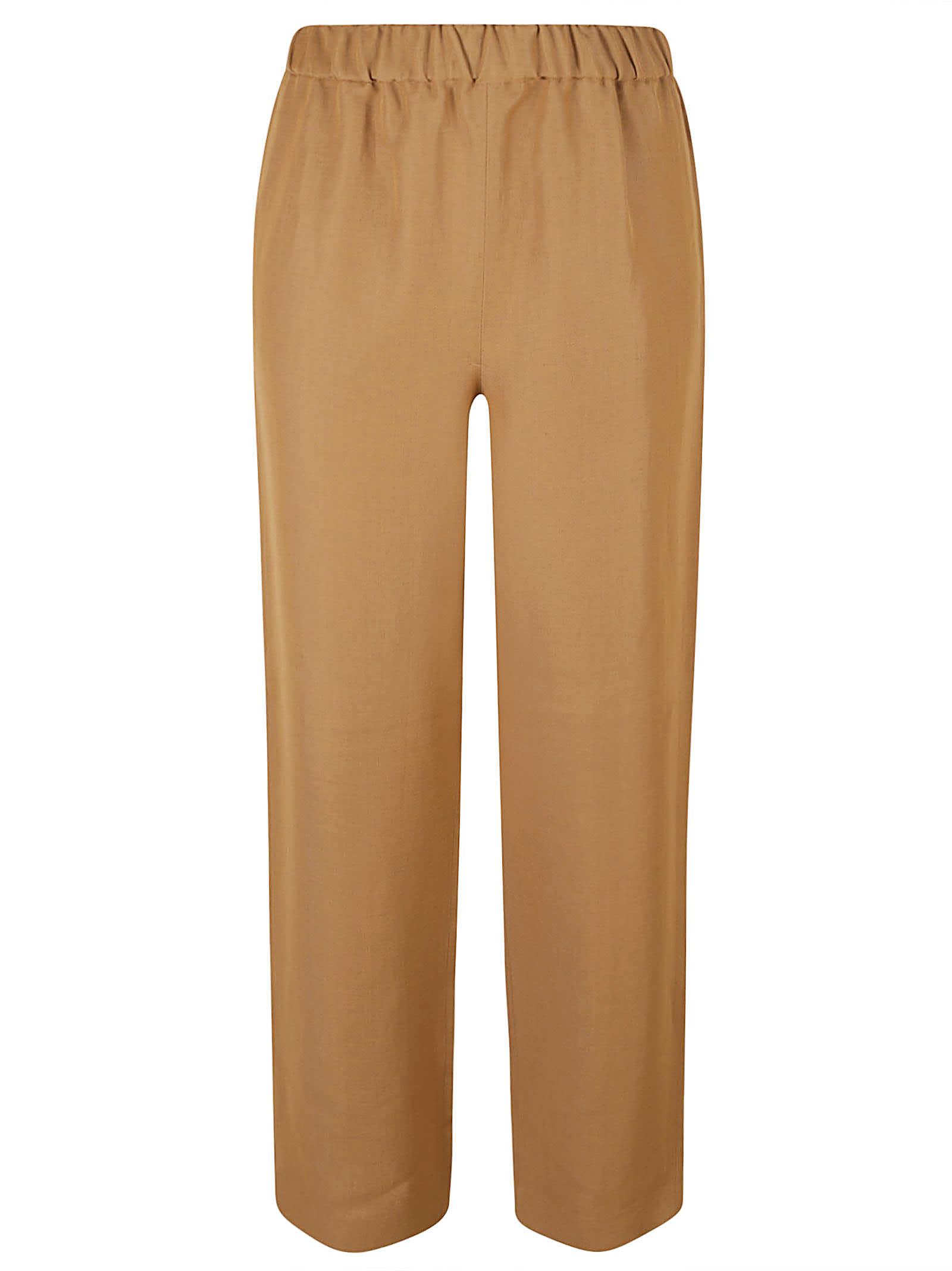 Elastic Waist Straight Wide Leg Trousers