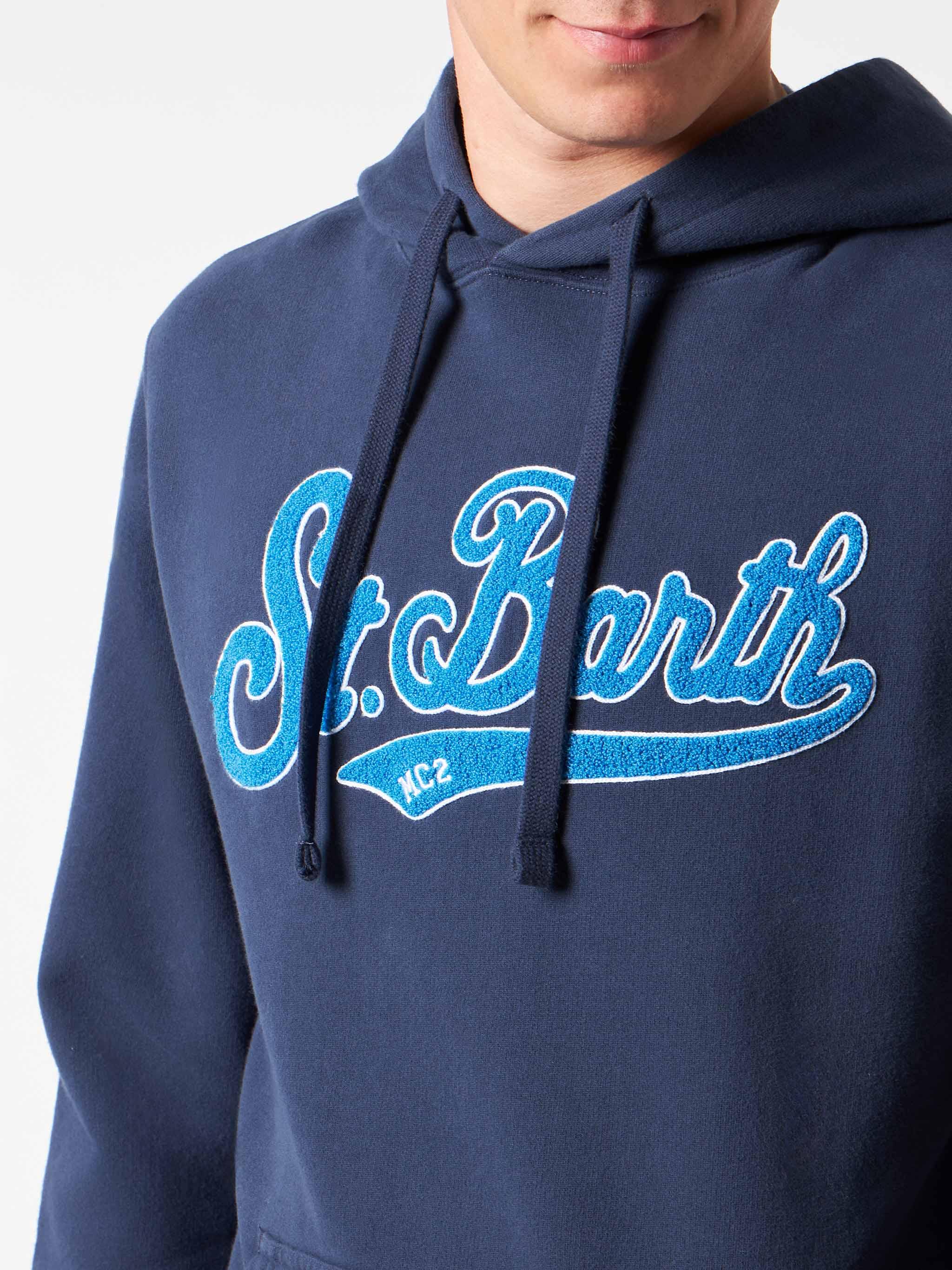 Man Blue Hoodie With St. Barth Terry Patch