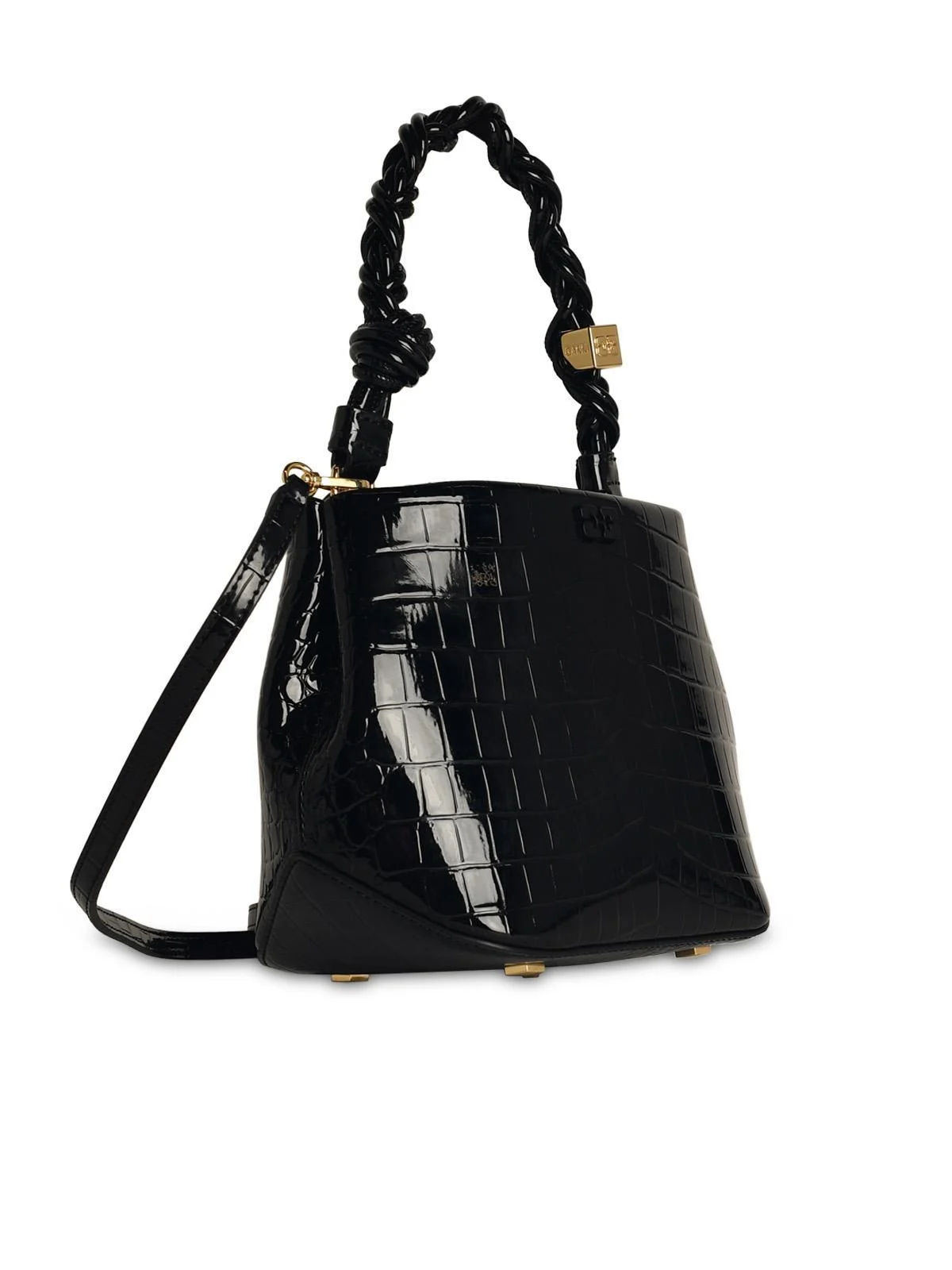 Ganni 'Bou Cocco' Bucket Bag In Black Recycled Lear Blend