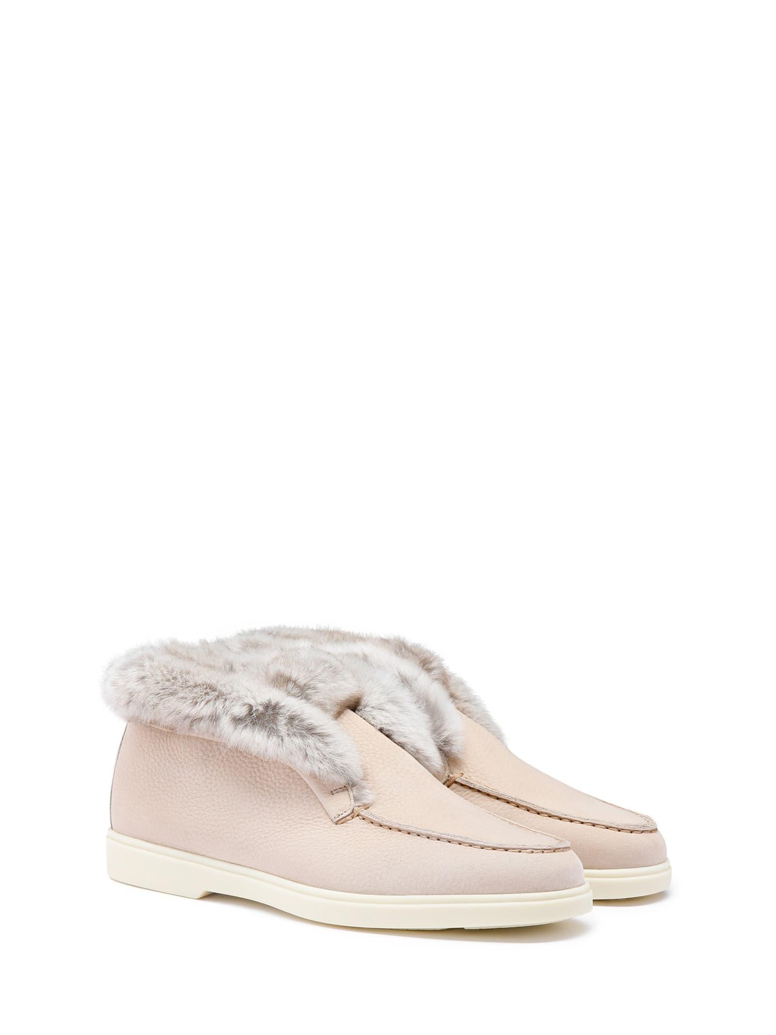 Polish Slip On In Nubuck Lined In Sheepskin