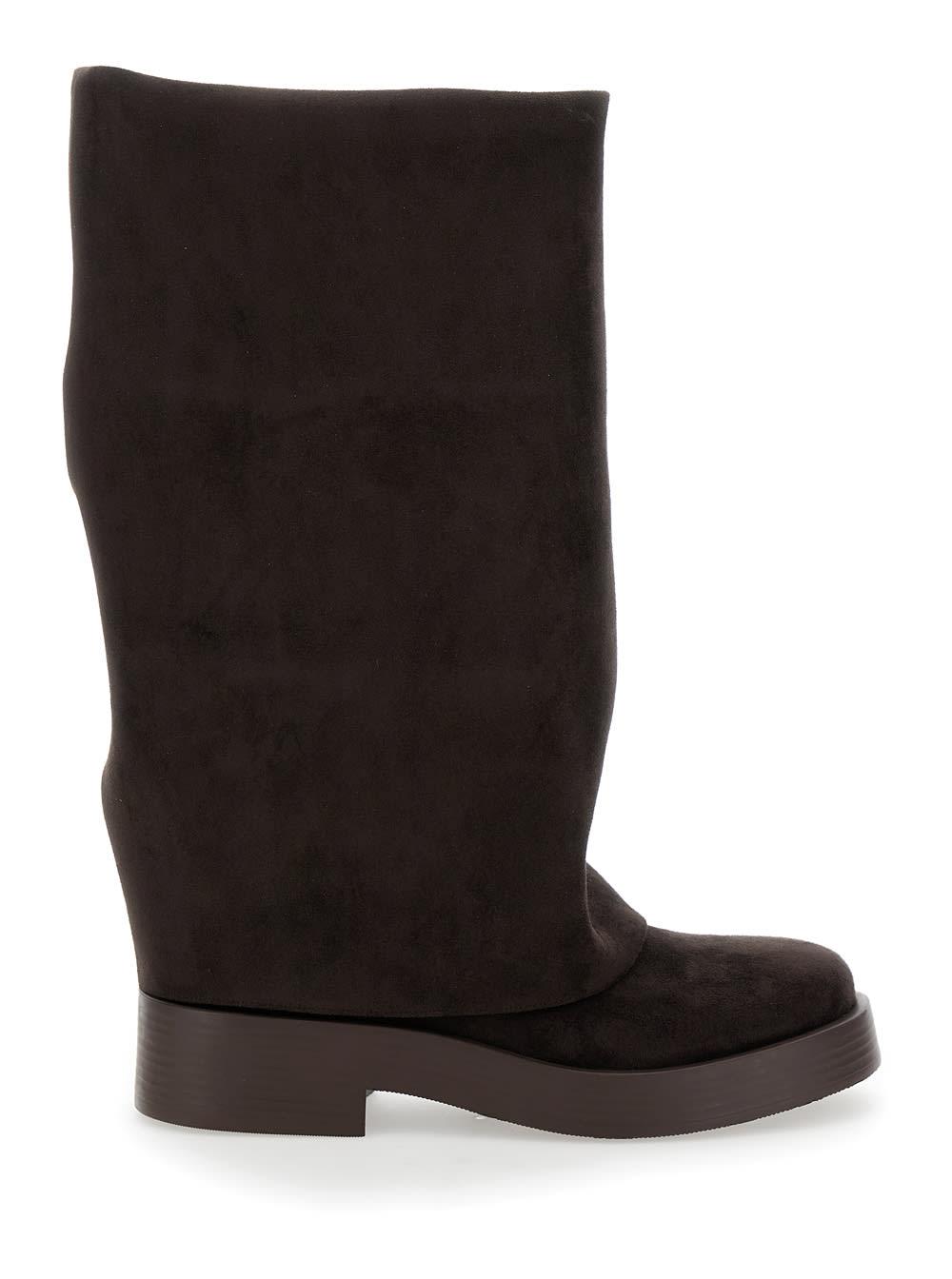 'Charlie' Brown Multi-Layer Boots In Suede Woman