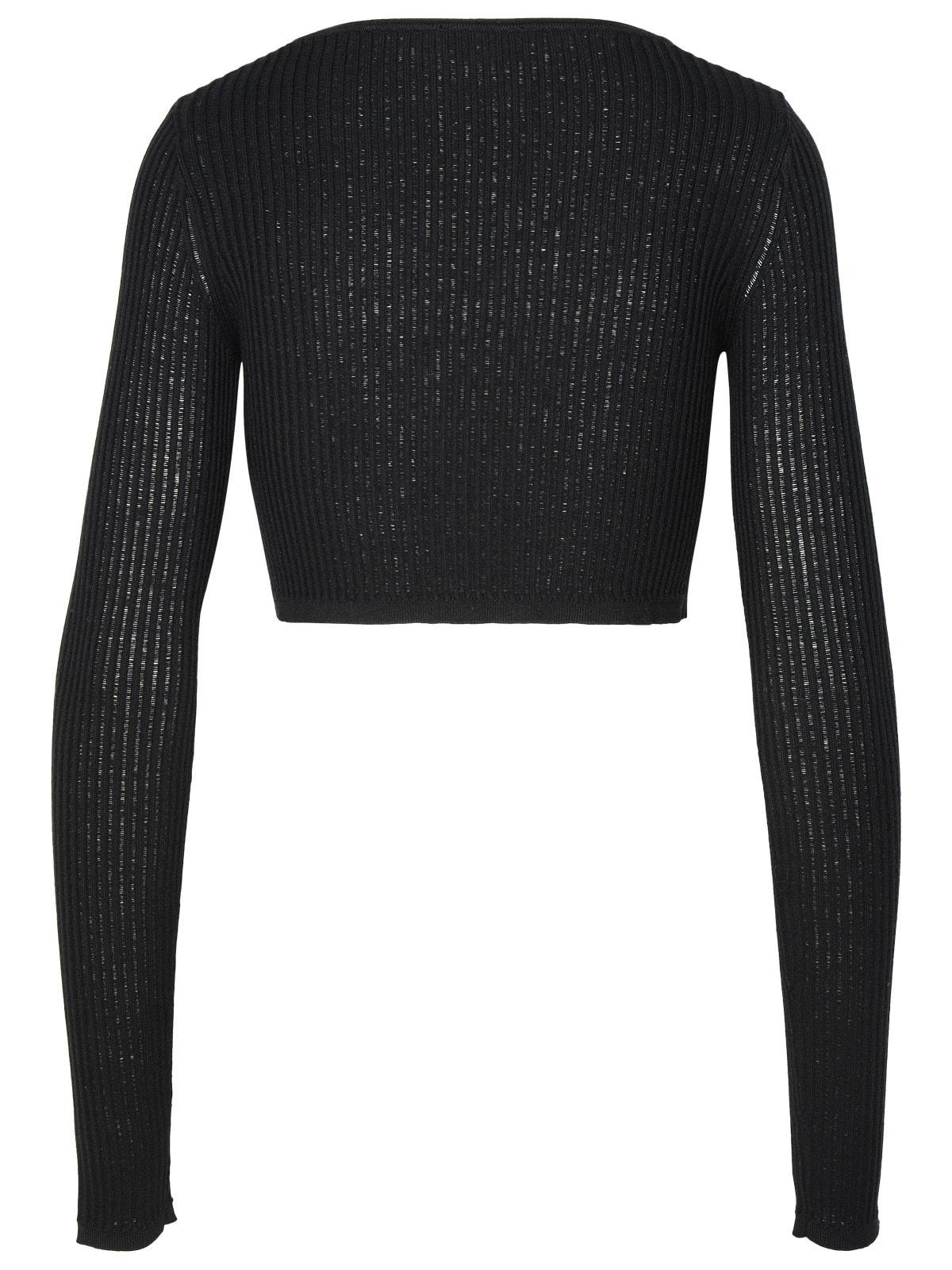 Crop Sweater In Black Viscose Blend