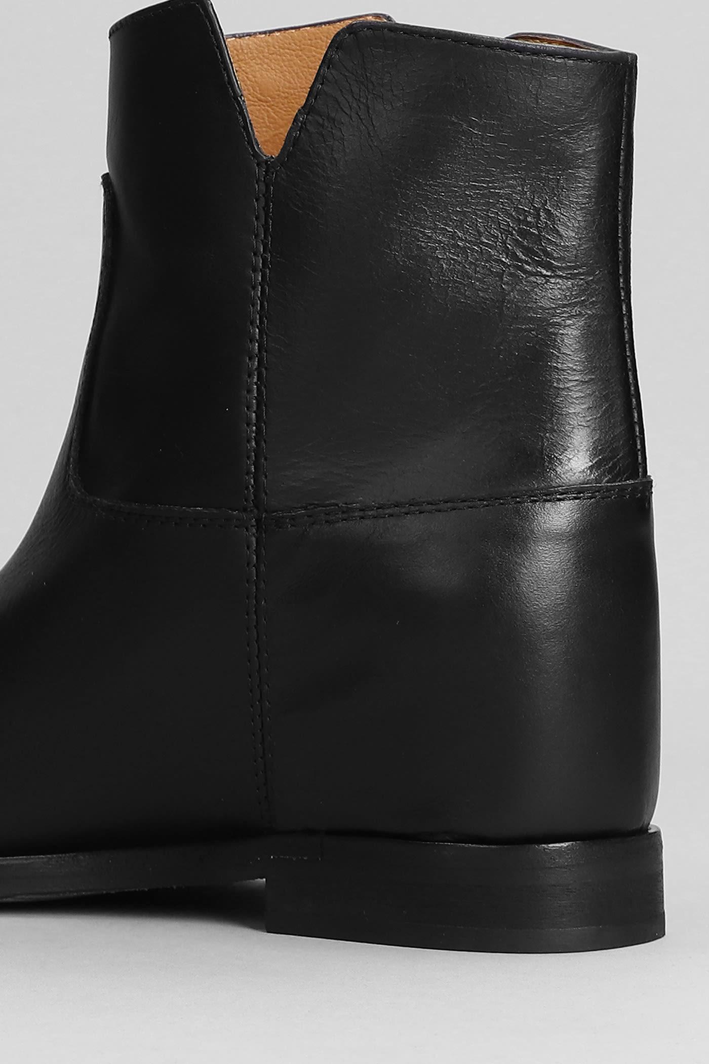 Ankle Boots Inside Wedge In Black Leather