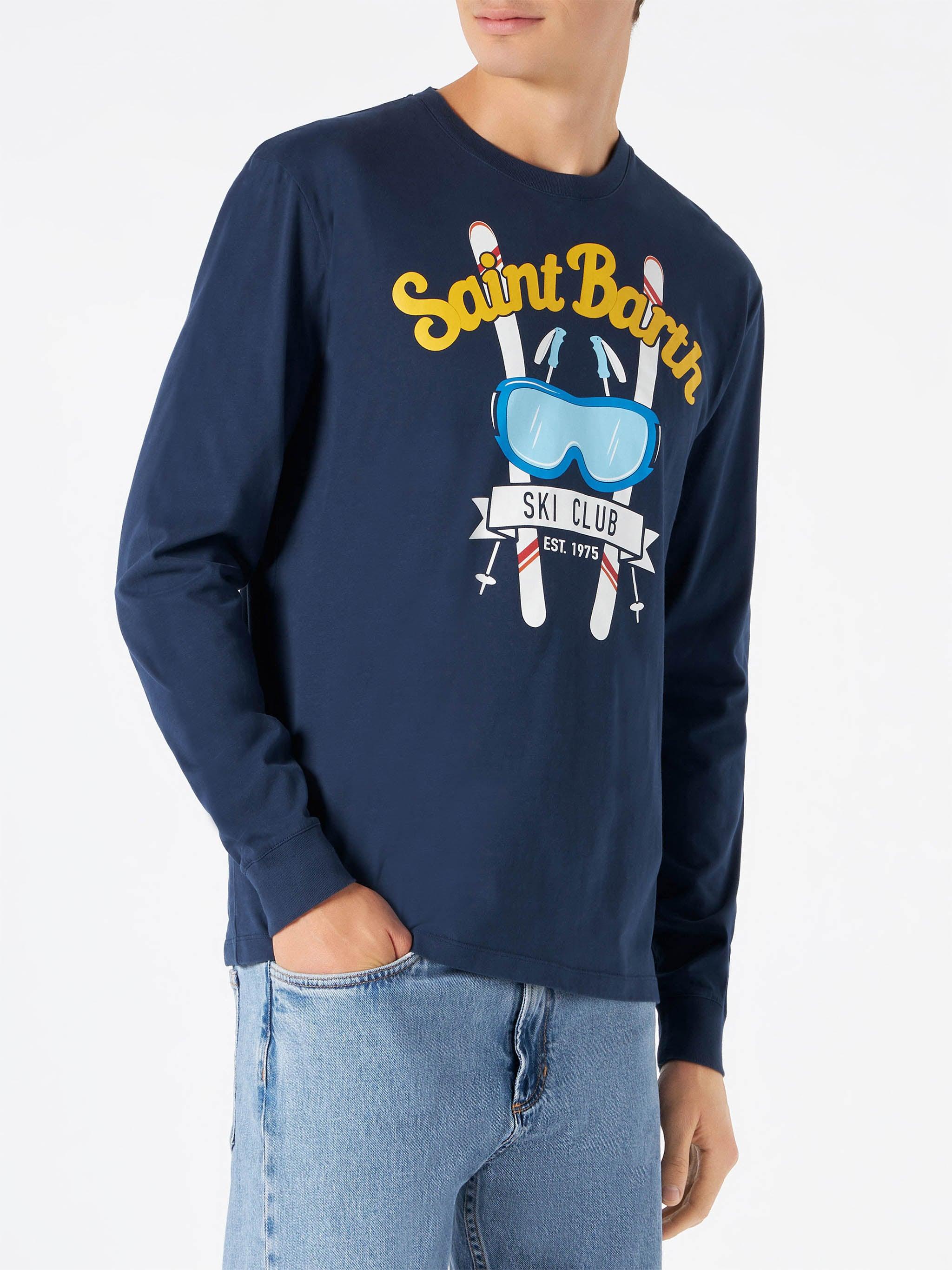 Man Navy Blue T-shirt With Long Sleeves