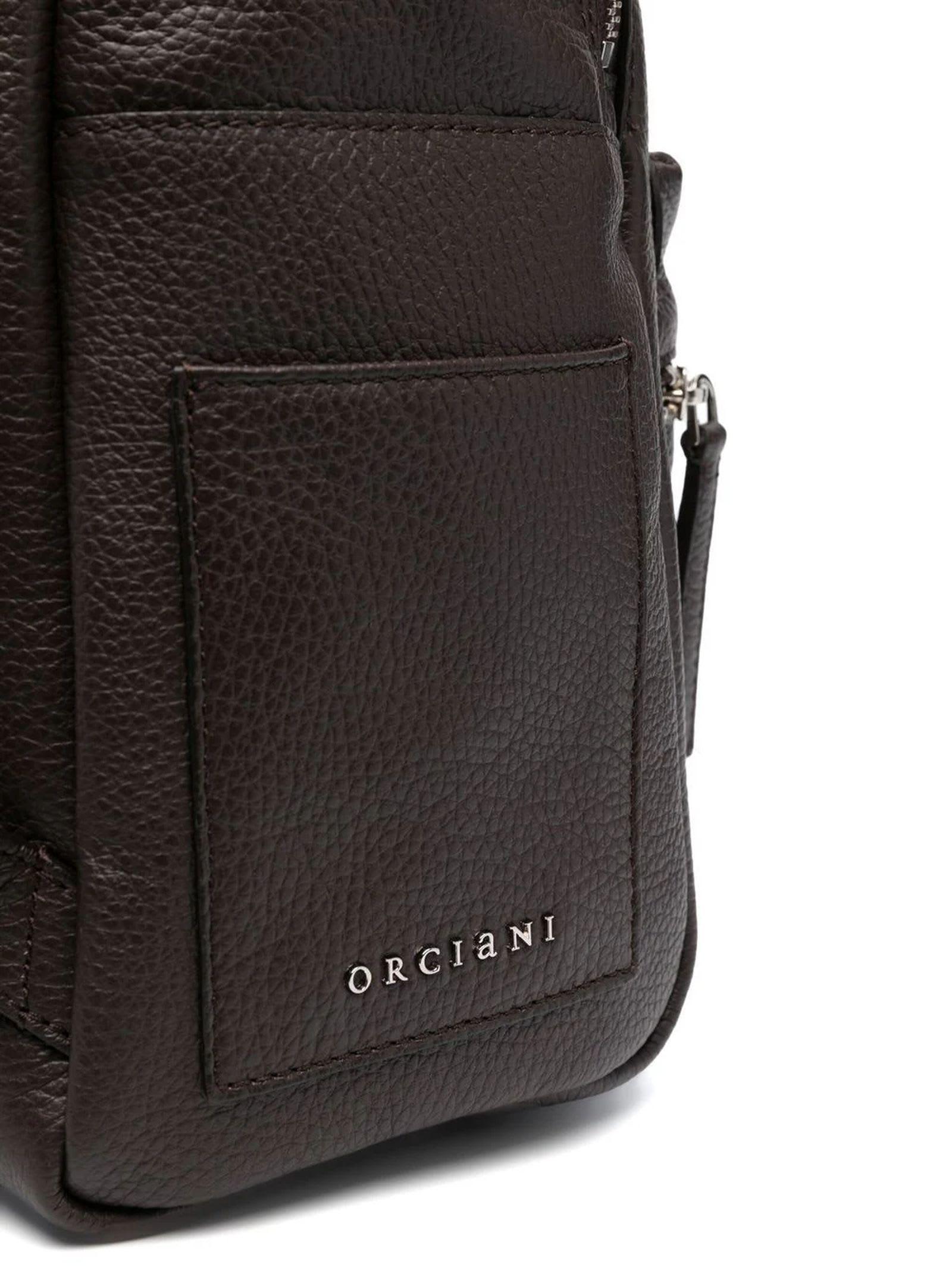 Brown Calf Leather Micron Backpack