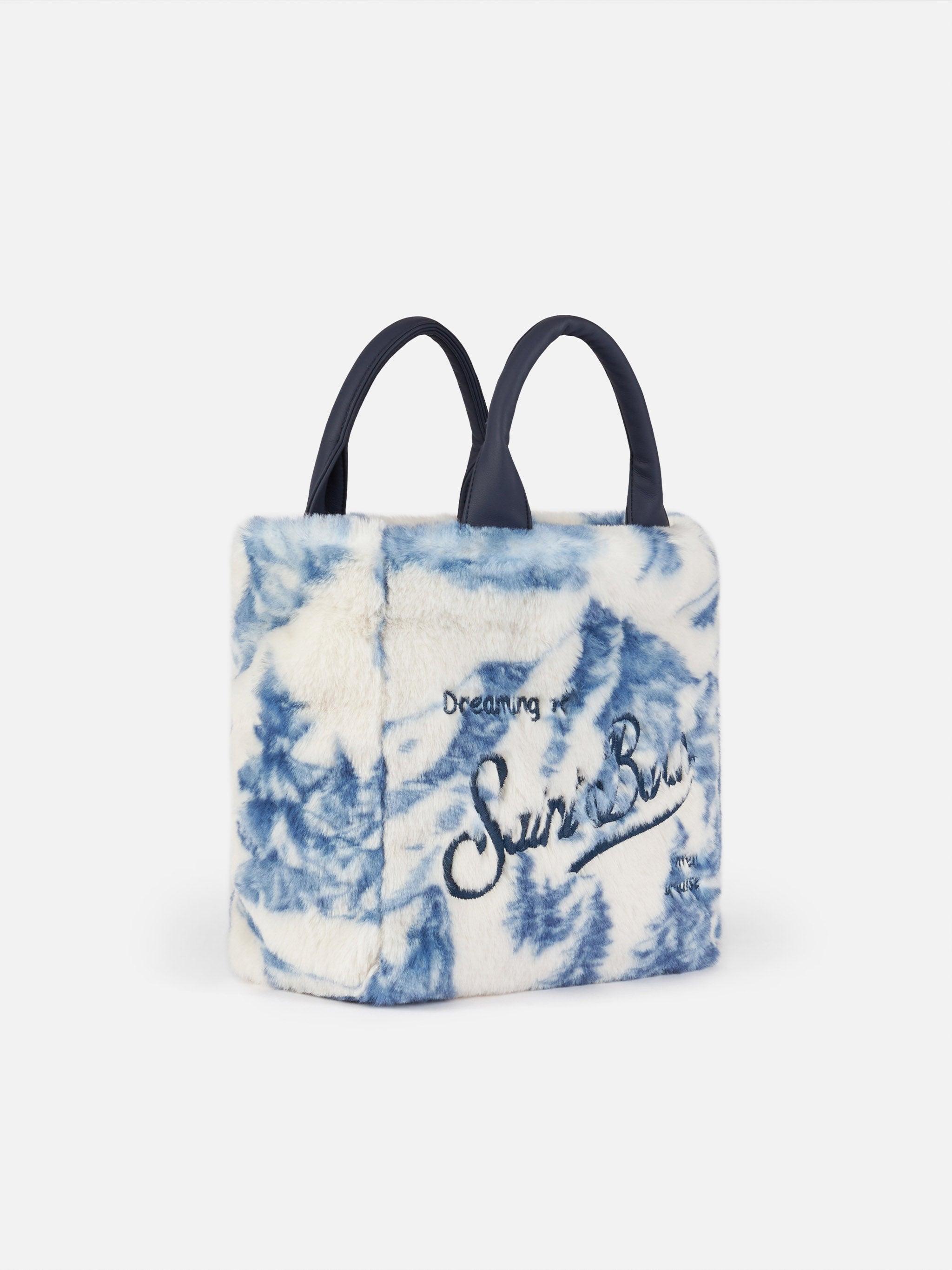 Furry Soft Mini Vanity Bag With Toile De Jouy Print