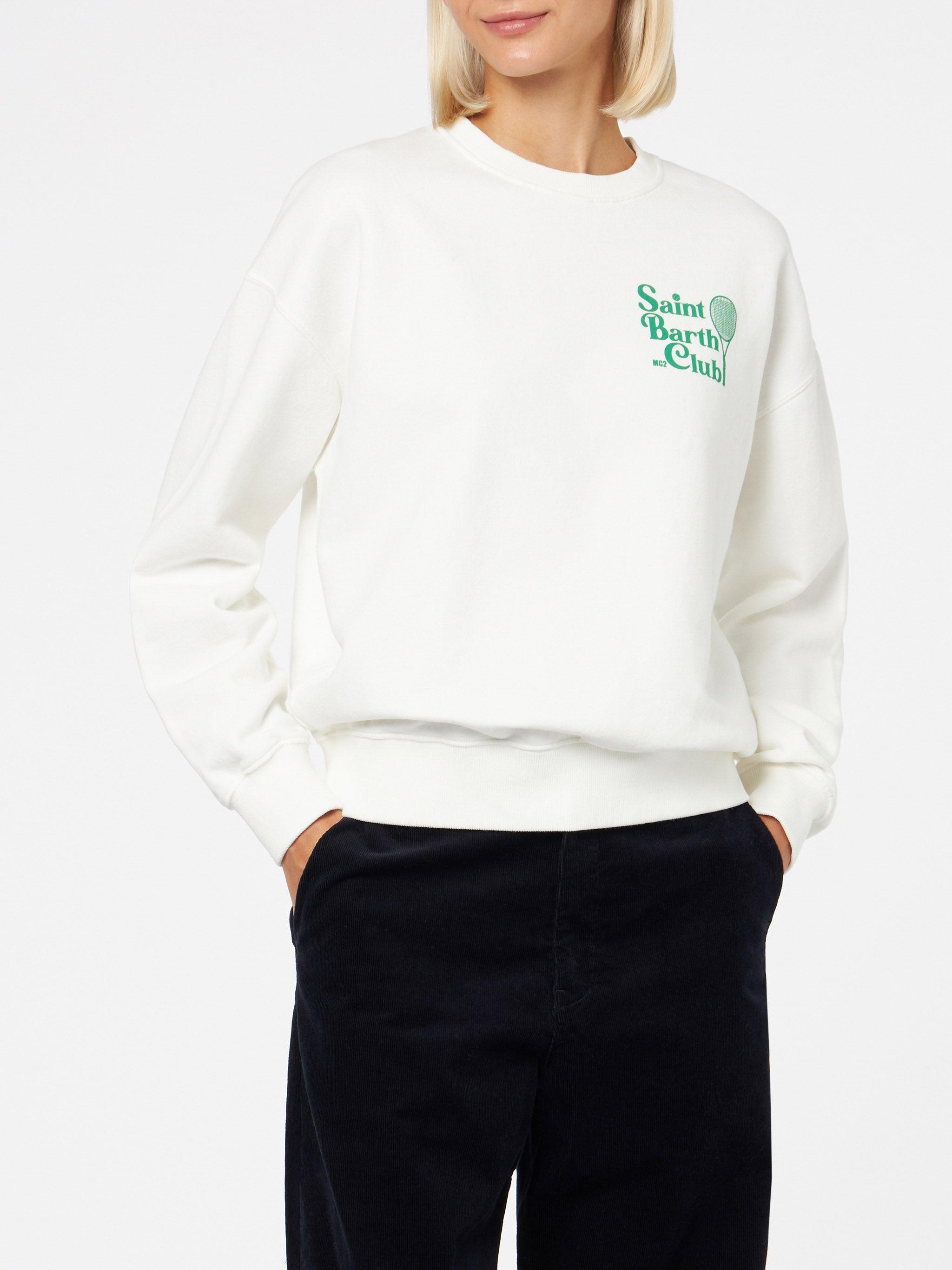 Woman Fleece Sweatshirt With St. Barth Tennis Lover Print