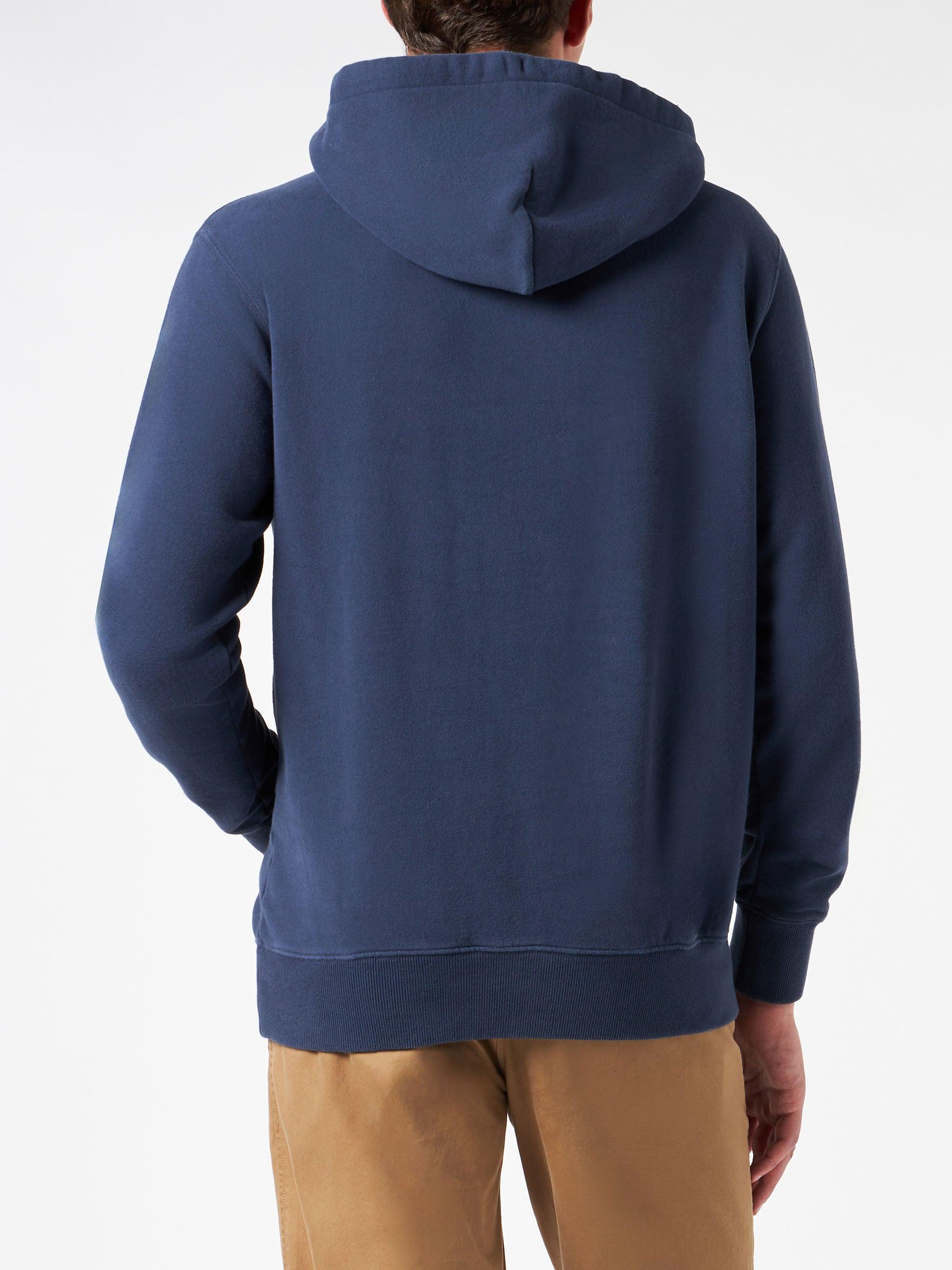 Man Blue Hoodie With St. Barth Terry Patch