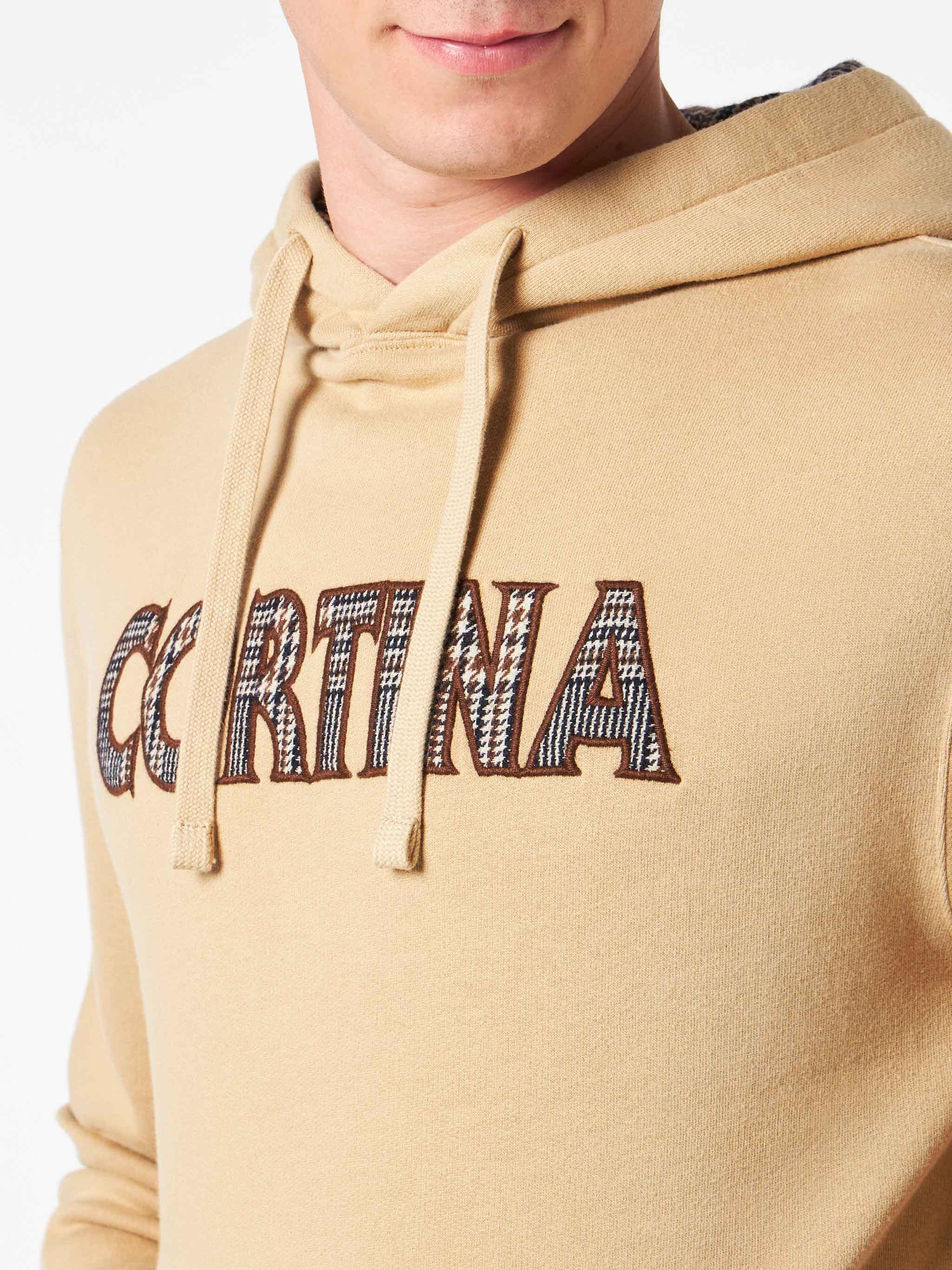 Man Beige Hoodie With Cortina Patch