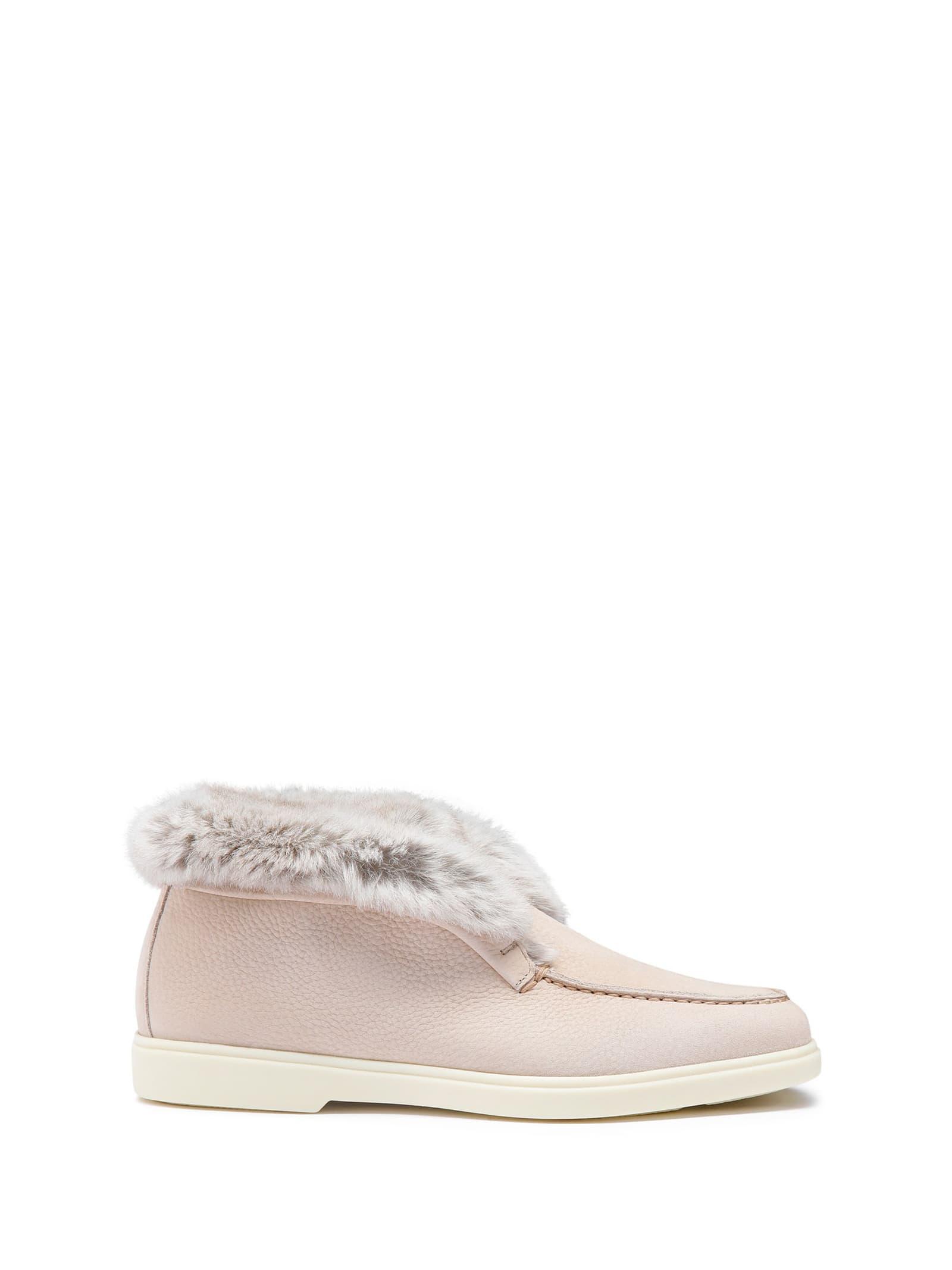 Polish Slip On In Nubuck Lined In Sheepskin