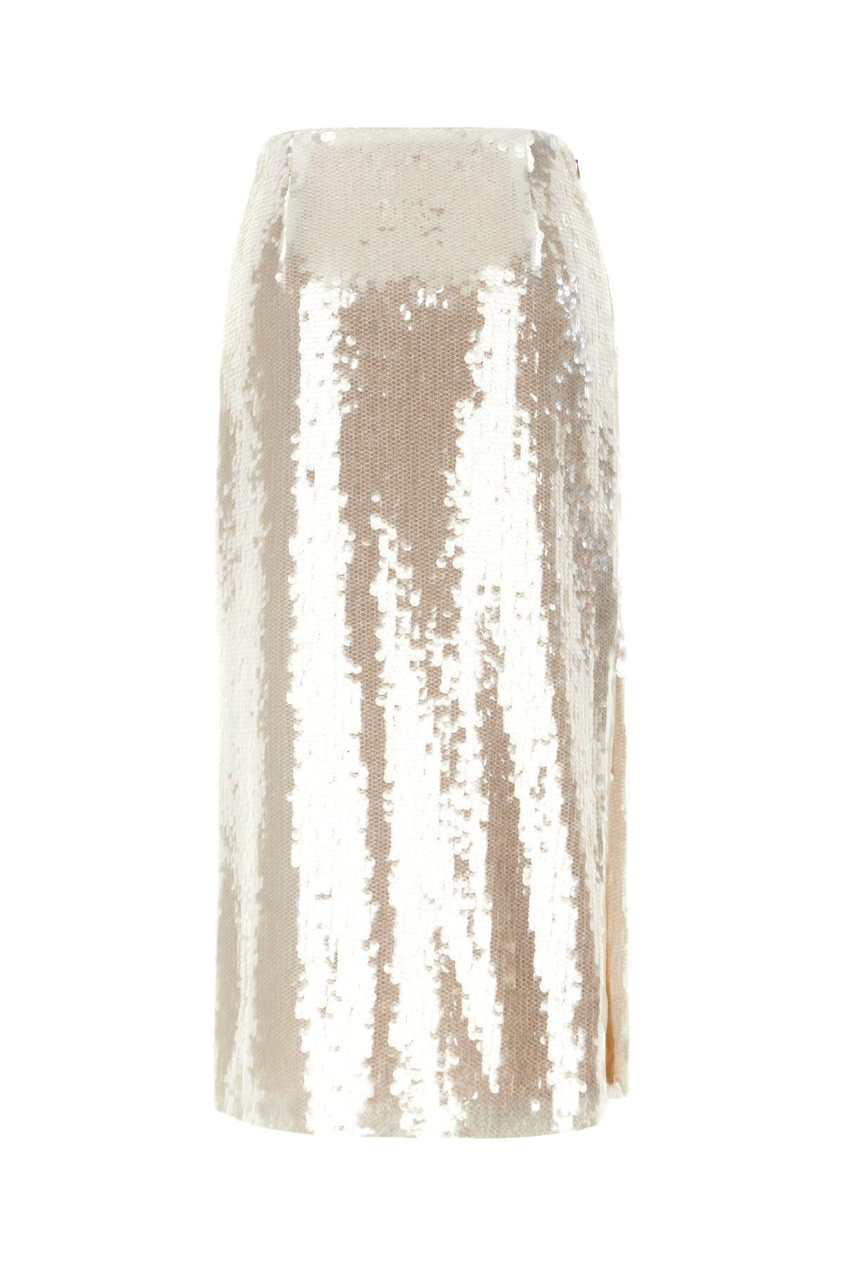 Ivory Polyester Blend Skirt