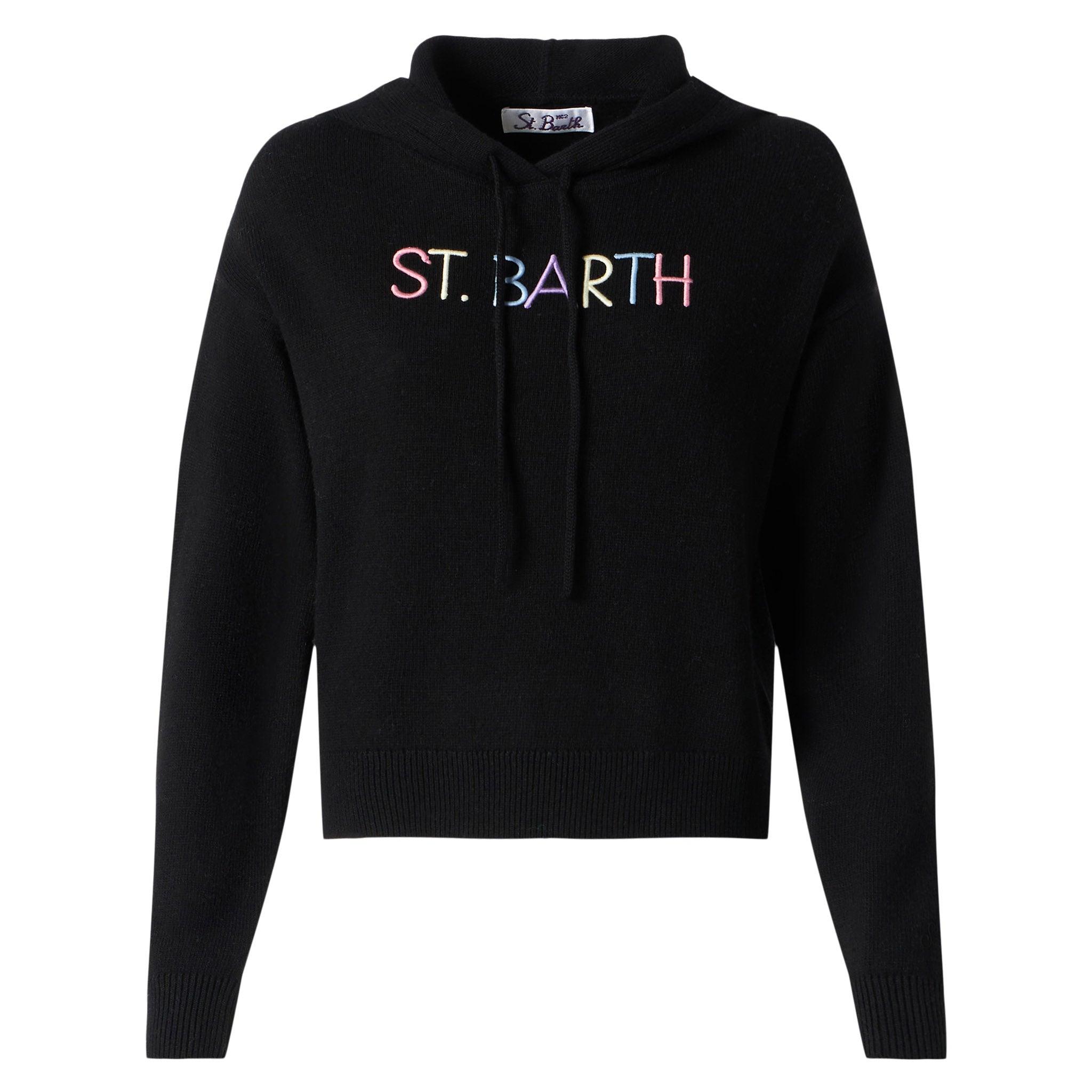 Cropped Knit Hoodie With St. Barth Embroidery