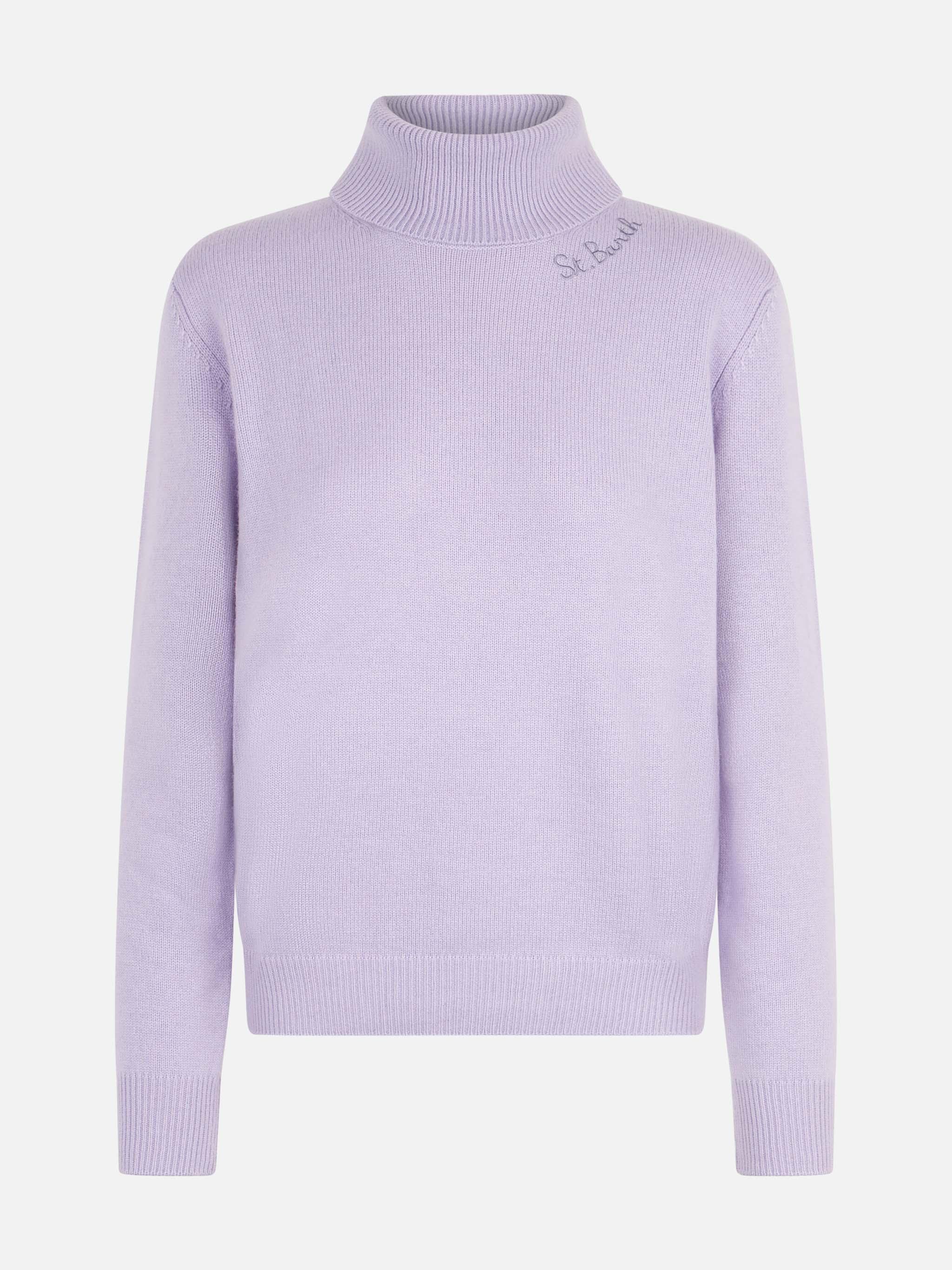 Woman Lilac Cashmere Blend Turtleneck Sweater Moody