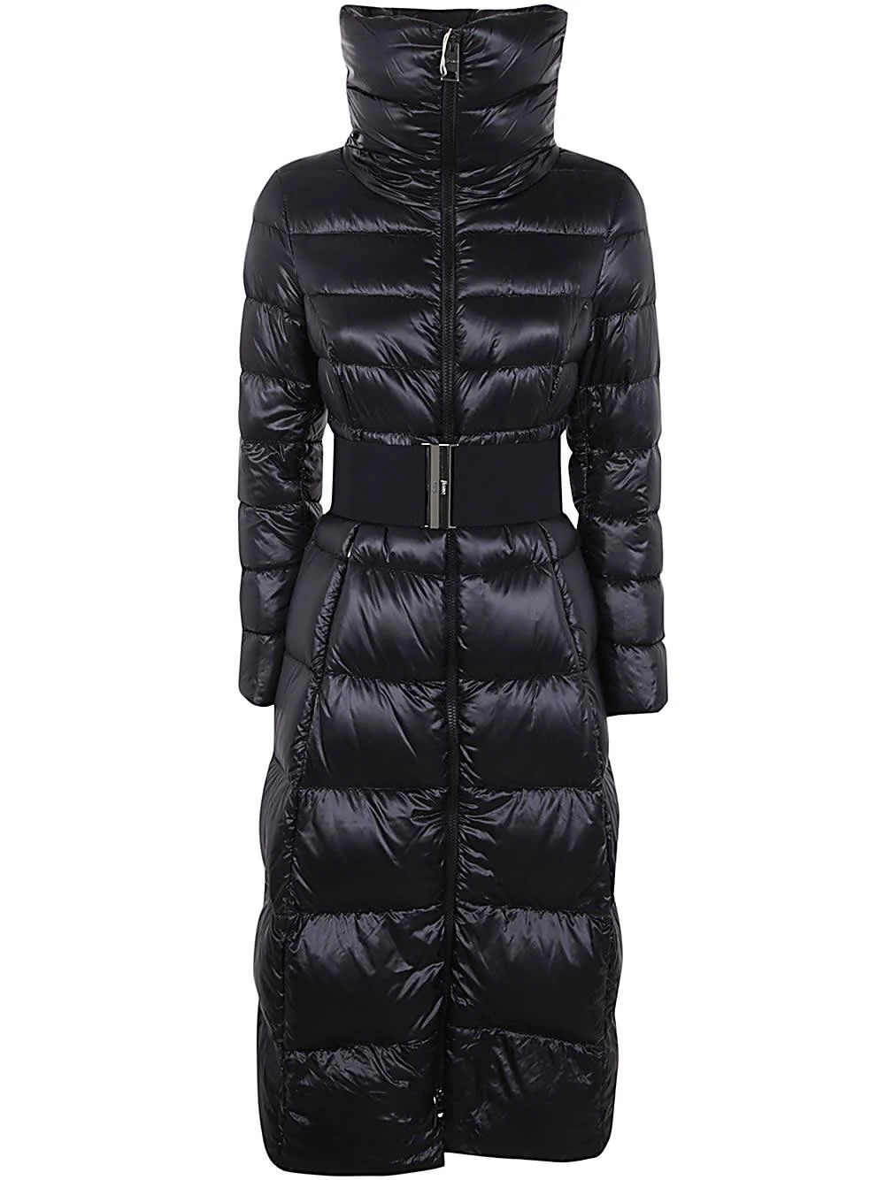 Nylon Long Down Jacket With Belt