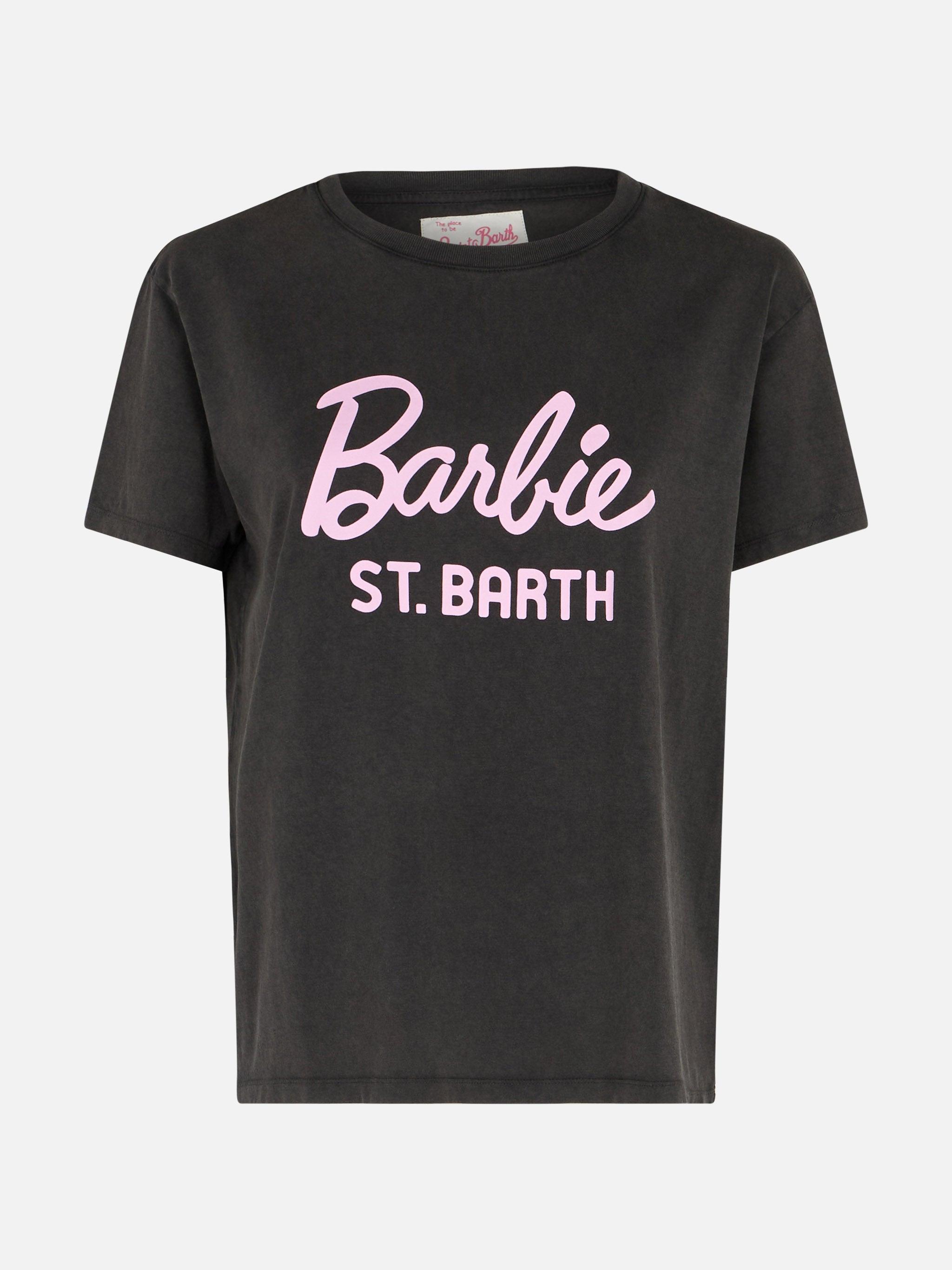 Woman Cotton Jersey Crewneck T-shirt Emilie With Barbie St. Barth Print | Barbie Special Edition