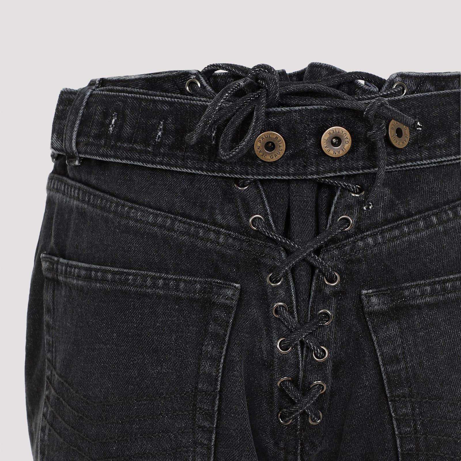 Denim Jeans With Lacing And Knee Bonding Detail