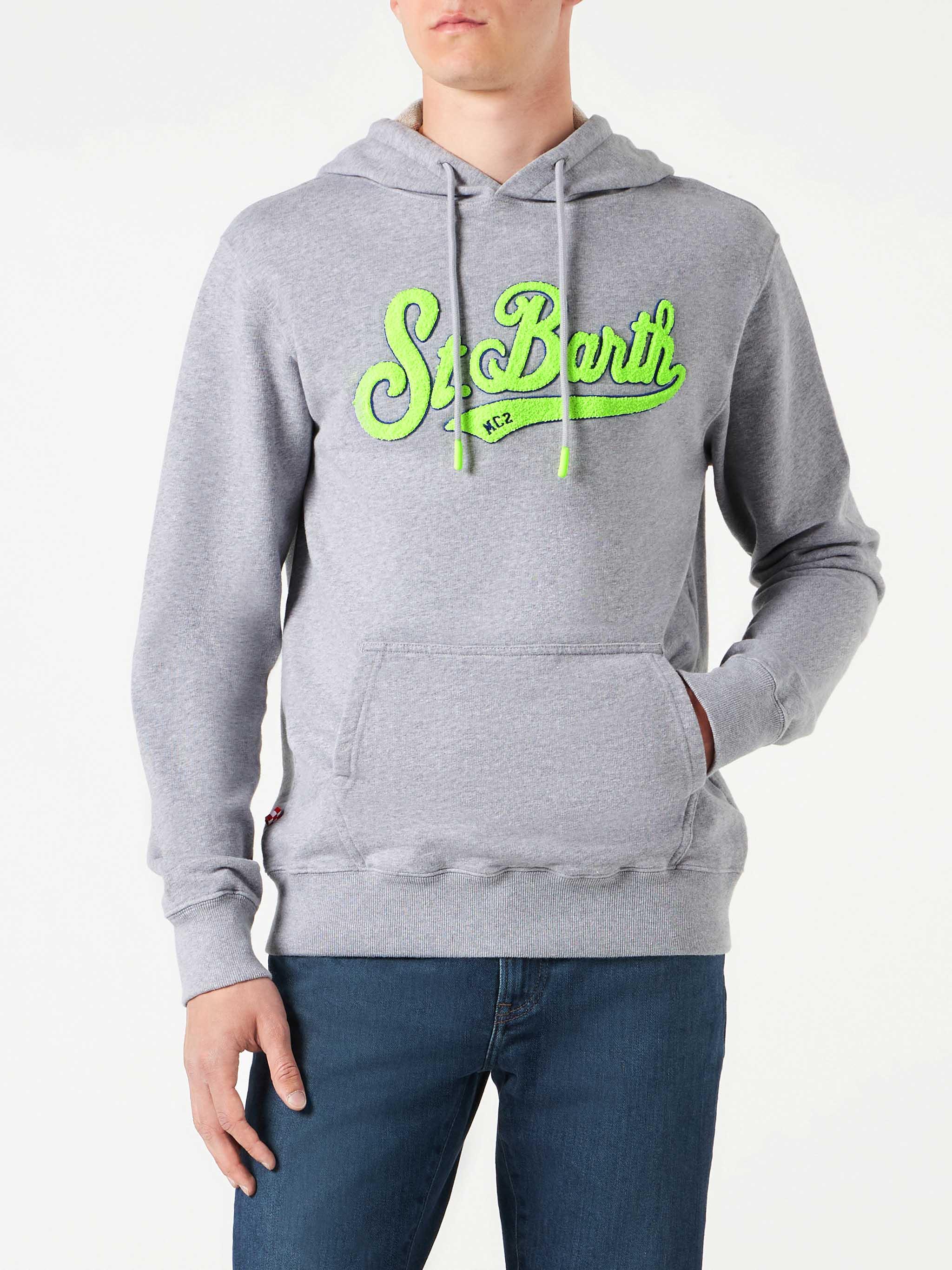 Man Cotton Hooded Grey Sweatshirt