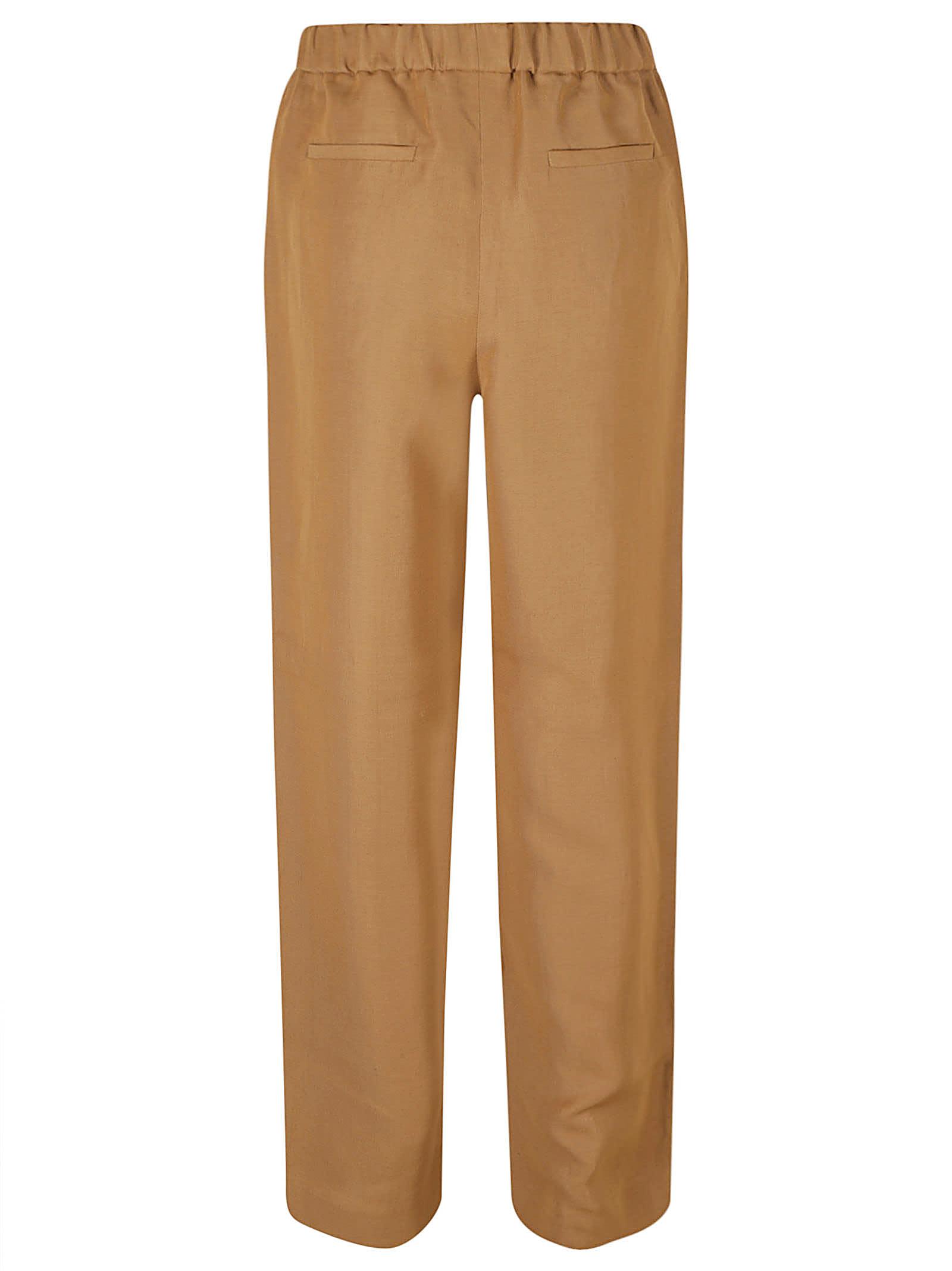 Elastic Waist Straight Wide Leg Trousers