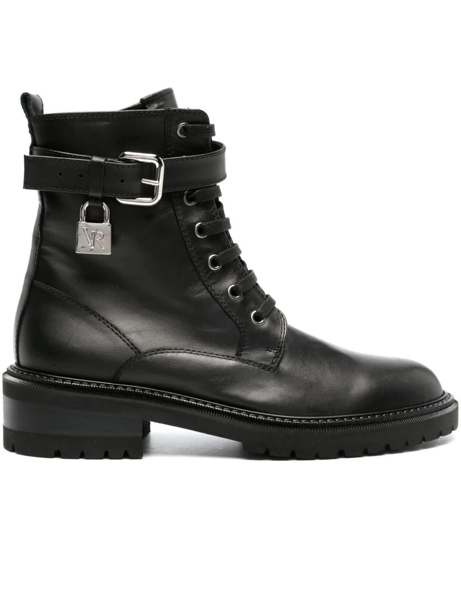 Black Calf Leather Military Boots