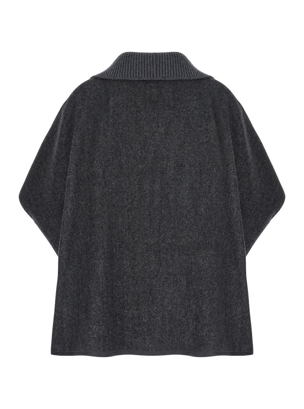 Grey Cape with Batwing Sleeves in Cotton Blend Woman