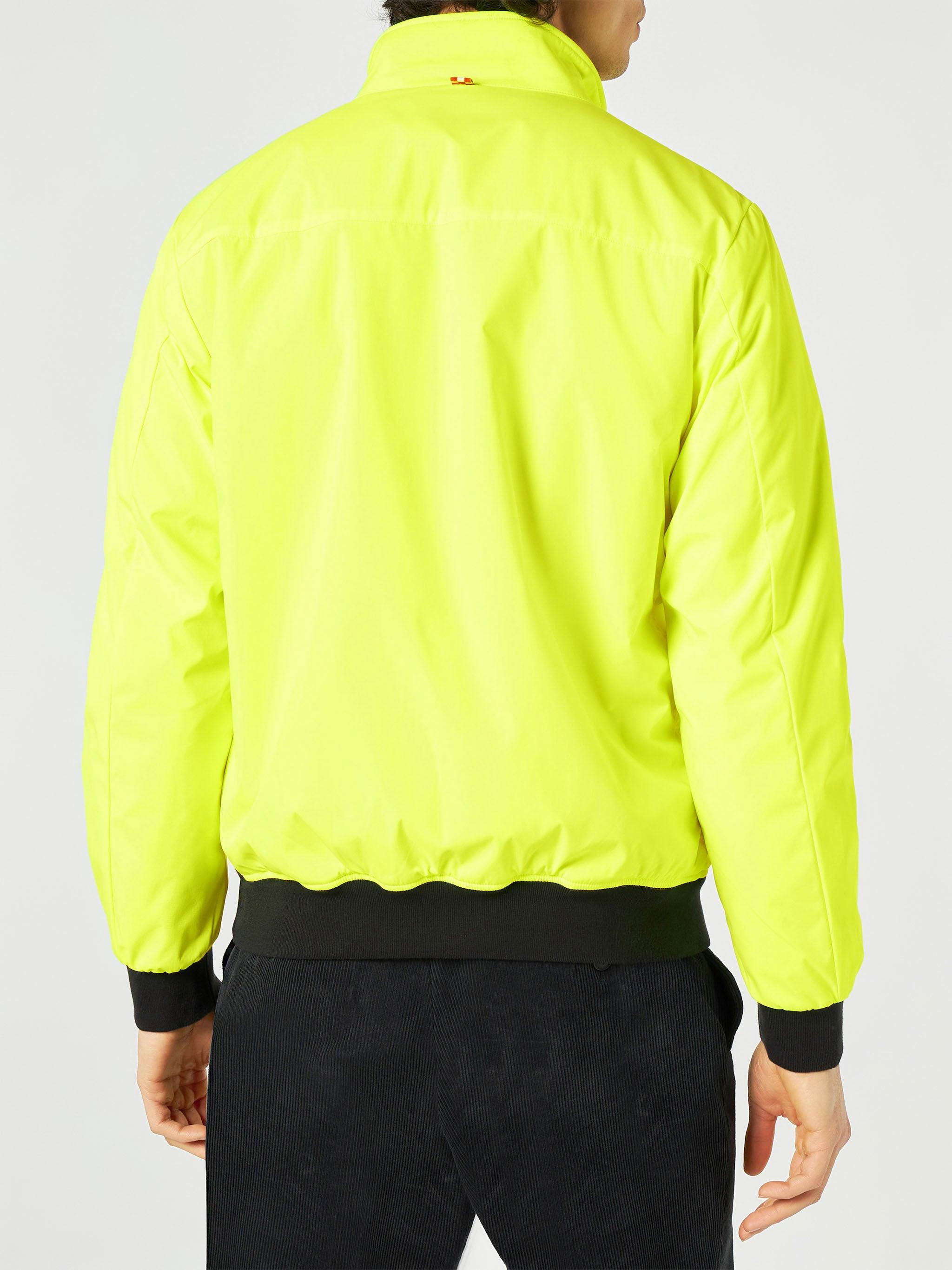 Man Fluo Yellow Bomber Jacket With Furry Lining