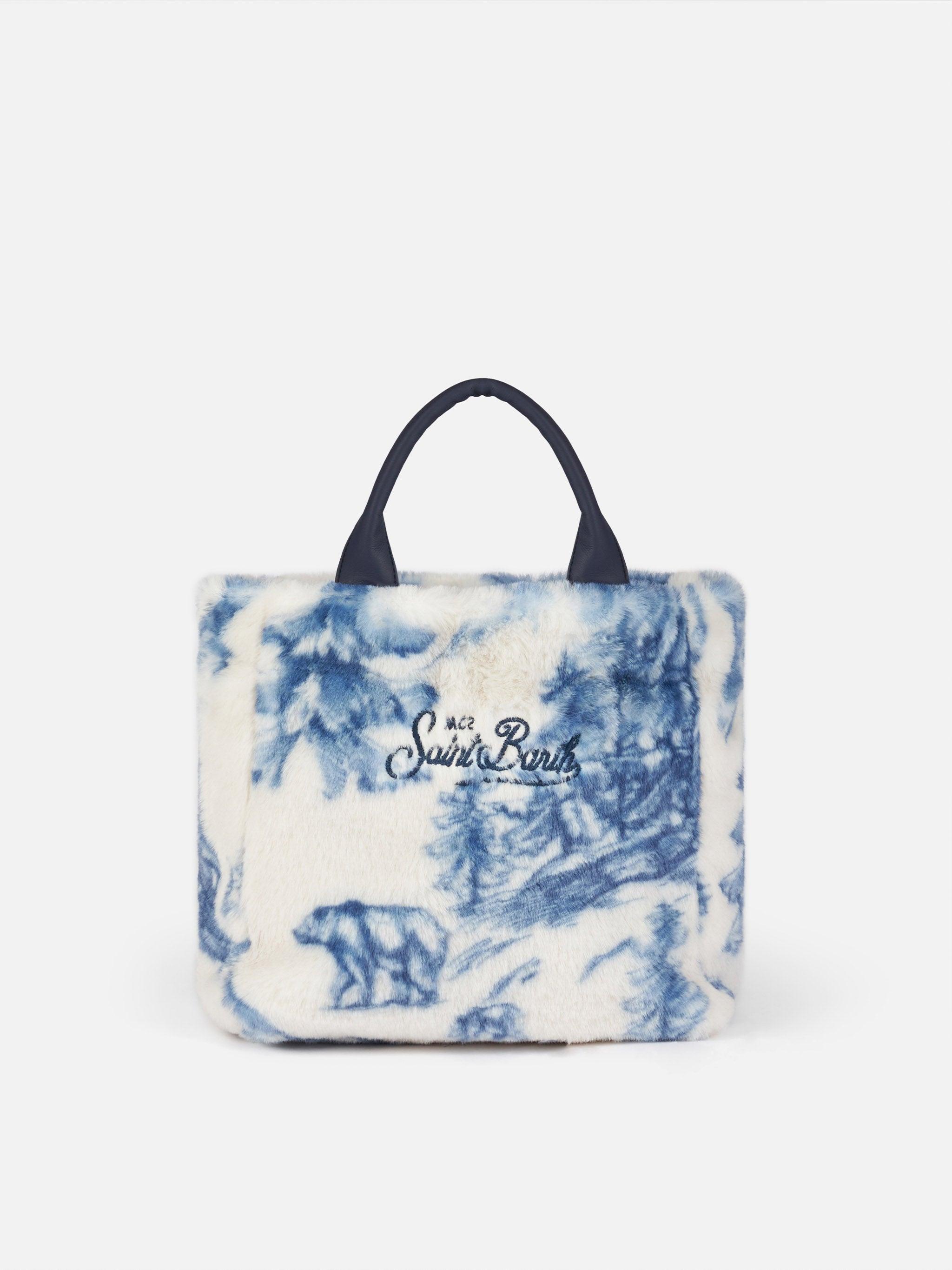 Furry Soft Mini Vanity Bag With Toile De Jouy Print