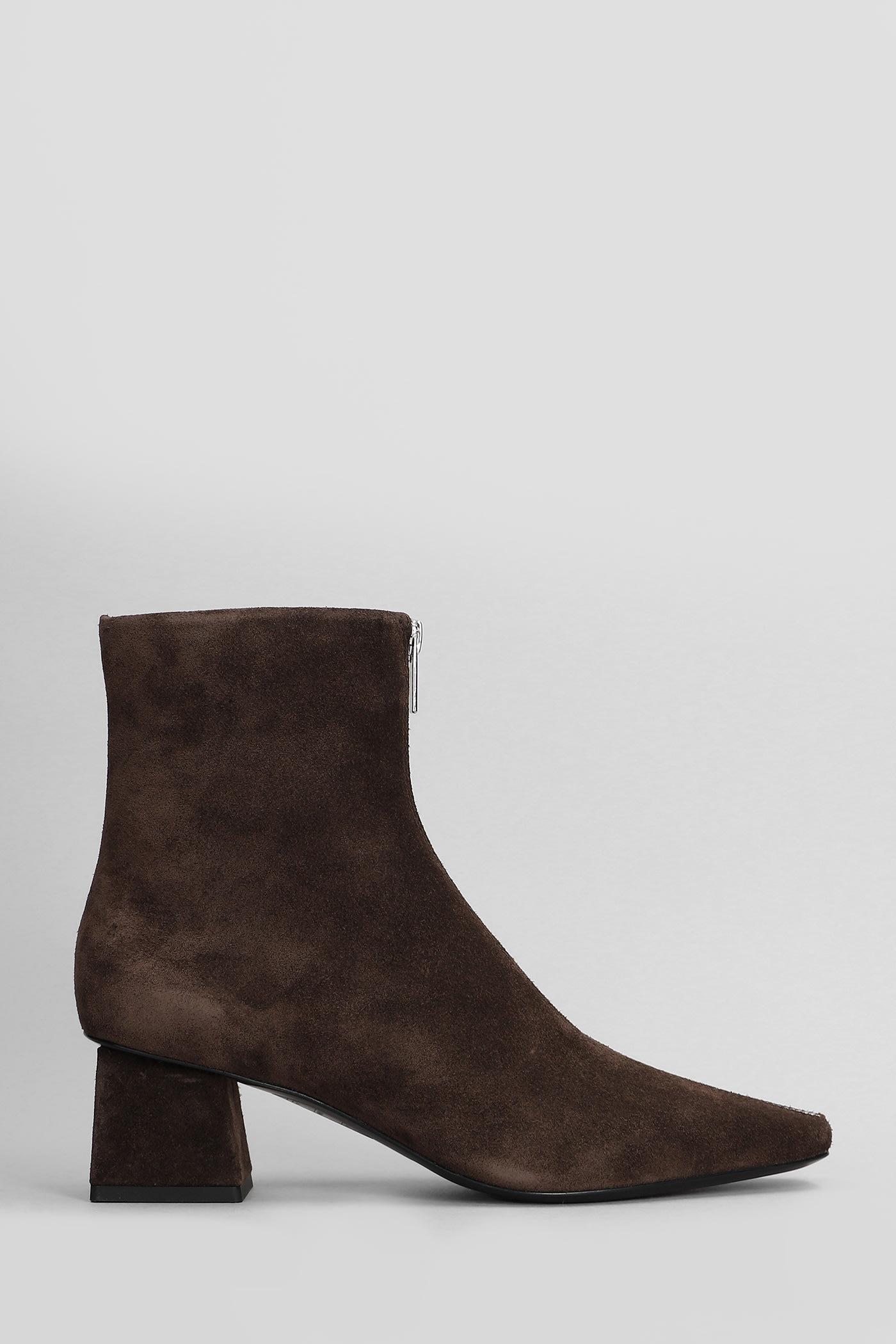 Ryder High Heels Ankle Boots In Brown Suede