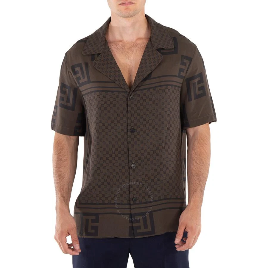 Balmain Men's Marron / Marron Scarf Monogram Vacation Shirt