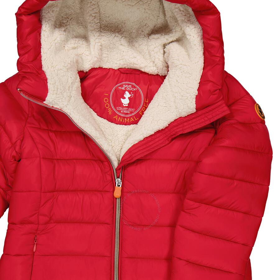 Save The Duck Girls Tango Red Meryl Hooded Puffer Coat