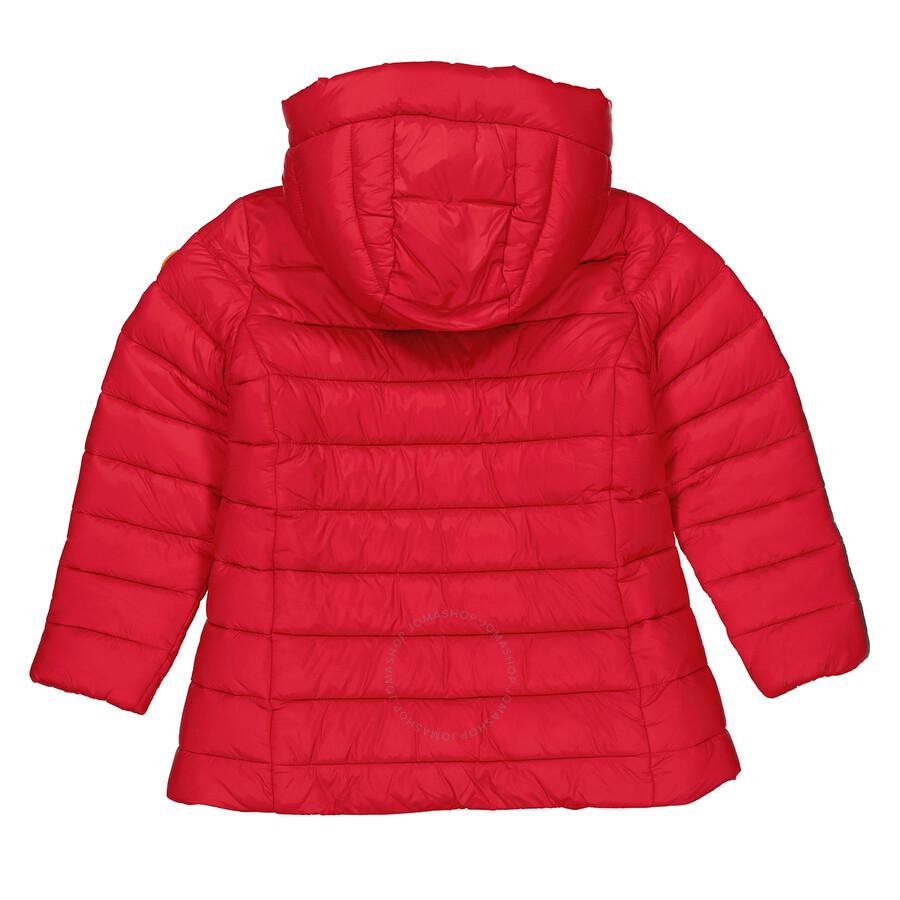 Save The Duck Girls Tango Red Meryl Hooded Puffer Coat