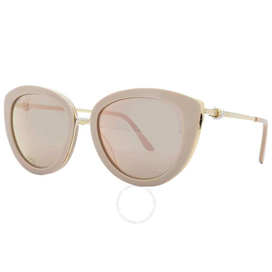 Cartier Brown Rose Gold Mirror Cat Eye Ladies Sunglasses CT0247S 004 54