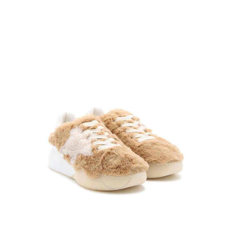 Stella Mccartney Ladies Brown Loop Faux-Fur Sneakers