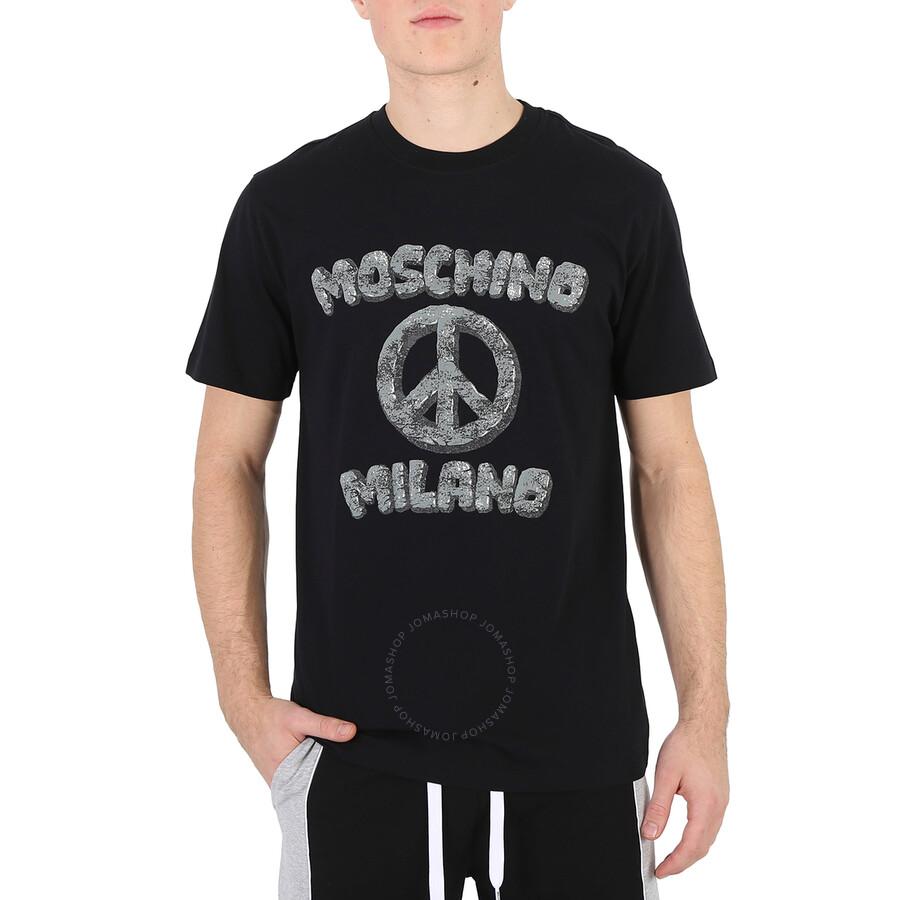 Moschino X The Flintstones Black Cotton Peace Print Regular T-Shirt