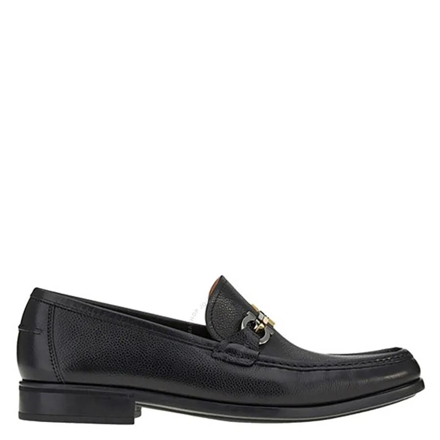 Salvatore Ferragamo Maurice Hammered Leather Two-tone Gancini Buckle Loafers