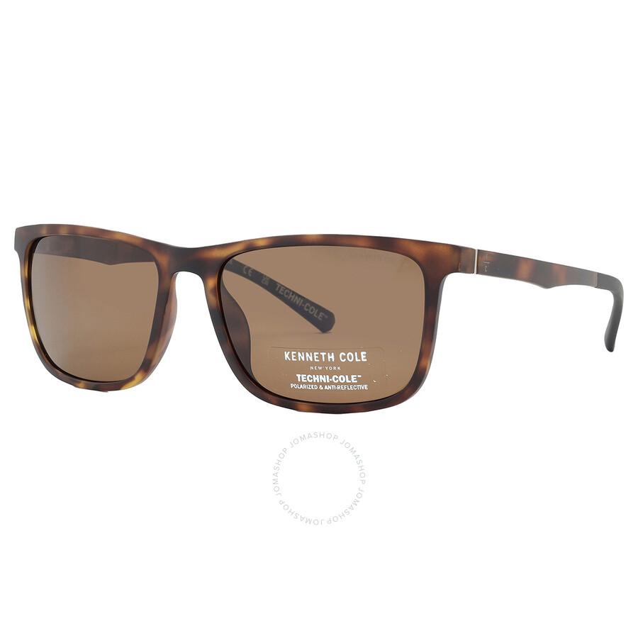 Kenneth Cole Polarized Brown Rectangular Men's Sunglasses KC7260 52H 57