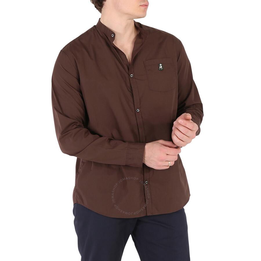 Undercover Brown Patch Detail Ruched Cotton Shirt