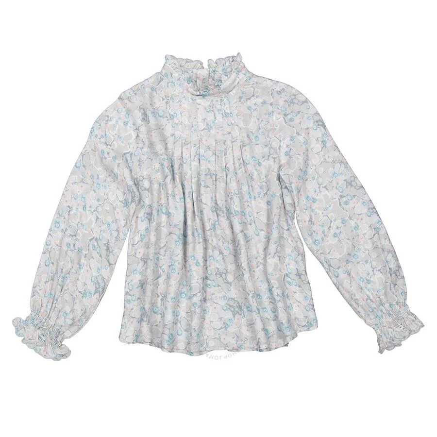 Chloe Girls Ruffle-Trim Marble-Print Blouse