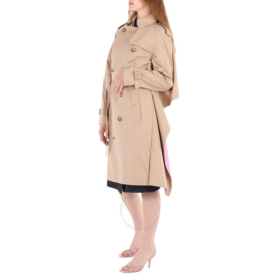 Burberry Soft Fawn Cotton Twill Contrast Cape Detail Double-breasted Trench Coat