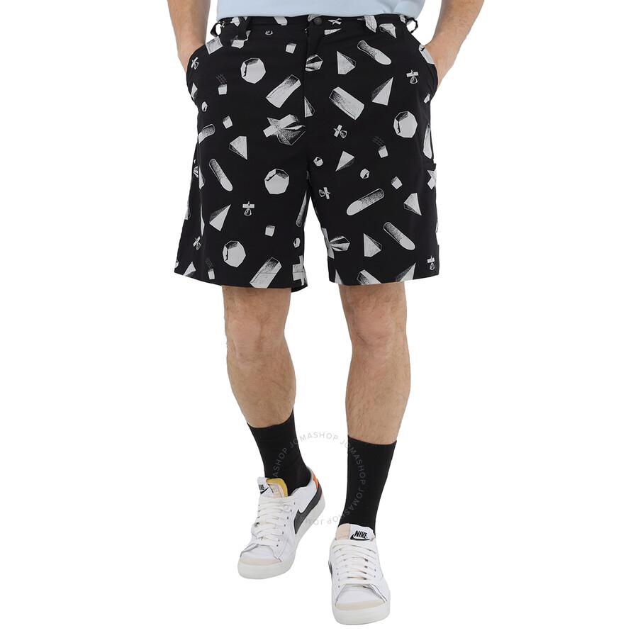 Undercover Men's Black Abstract Geometric Print Shorts