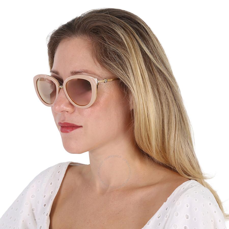 Cartier Brown Rose Gold Mirror Cat Eye Ladies Sunglasses CT0247S 004 54